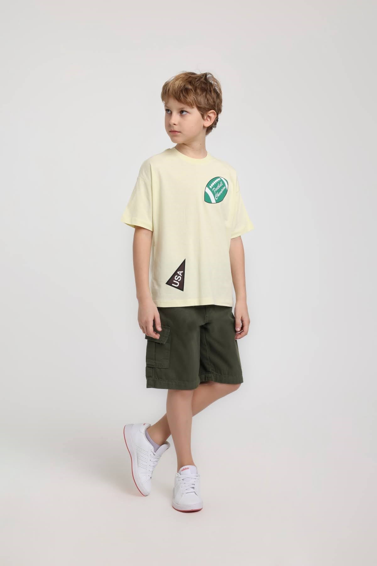 Jacklions Erkek Çocuk 4-14 Yaş Desenli Kısa Kol T-Shirt Sarı
