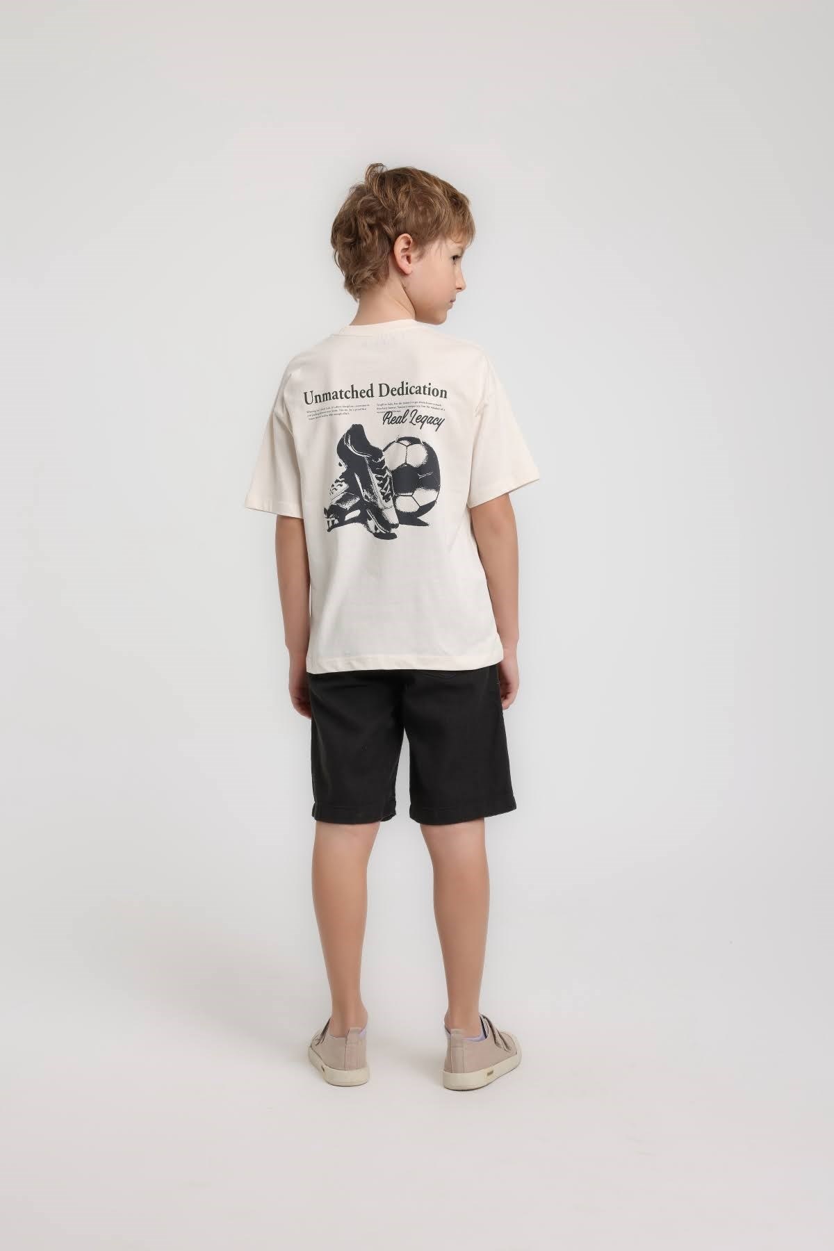 Jacklions Erkek Çocuk 4-14 Yaş Football Desenli Kısa Kol T-Shirt Krem
