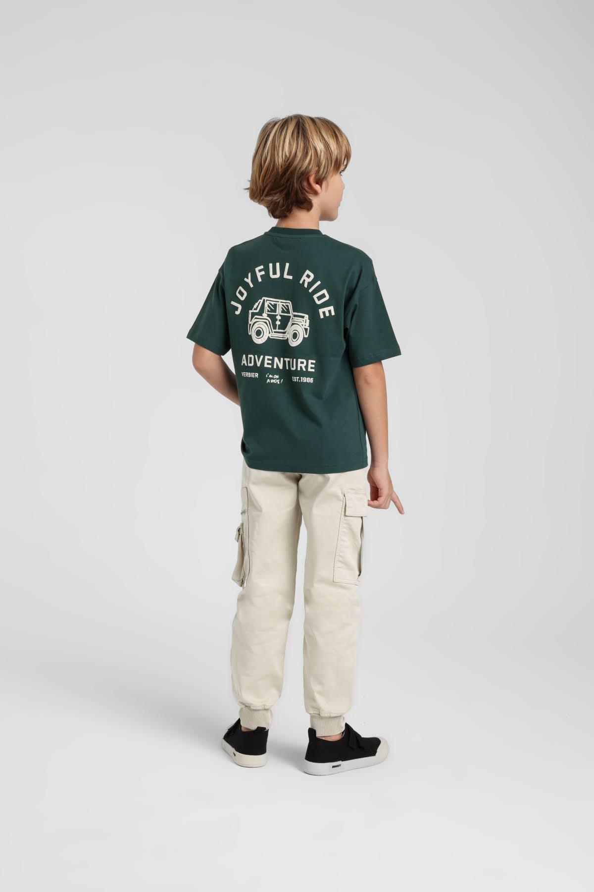 Jacklions Erkek Çocuk 4-14 Yaş Kabartma Desenli T-Shirt Haki