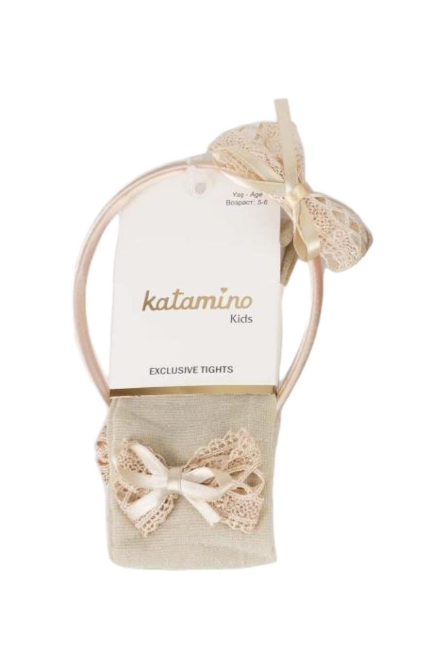 Katamino Arjin Taç Aksesuarlı Simli Külotlu Çorap K62231 Krem