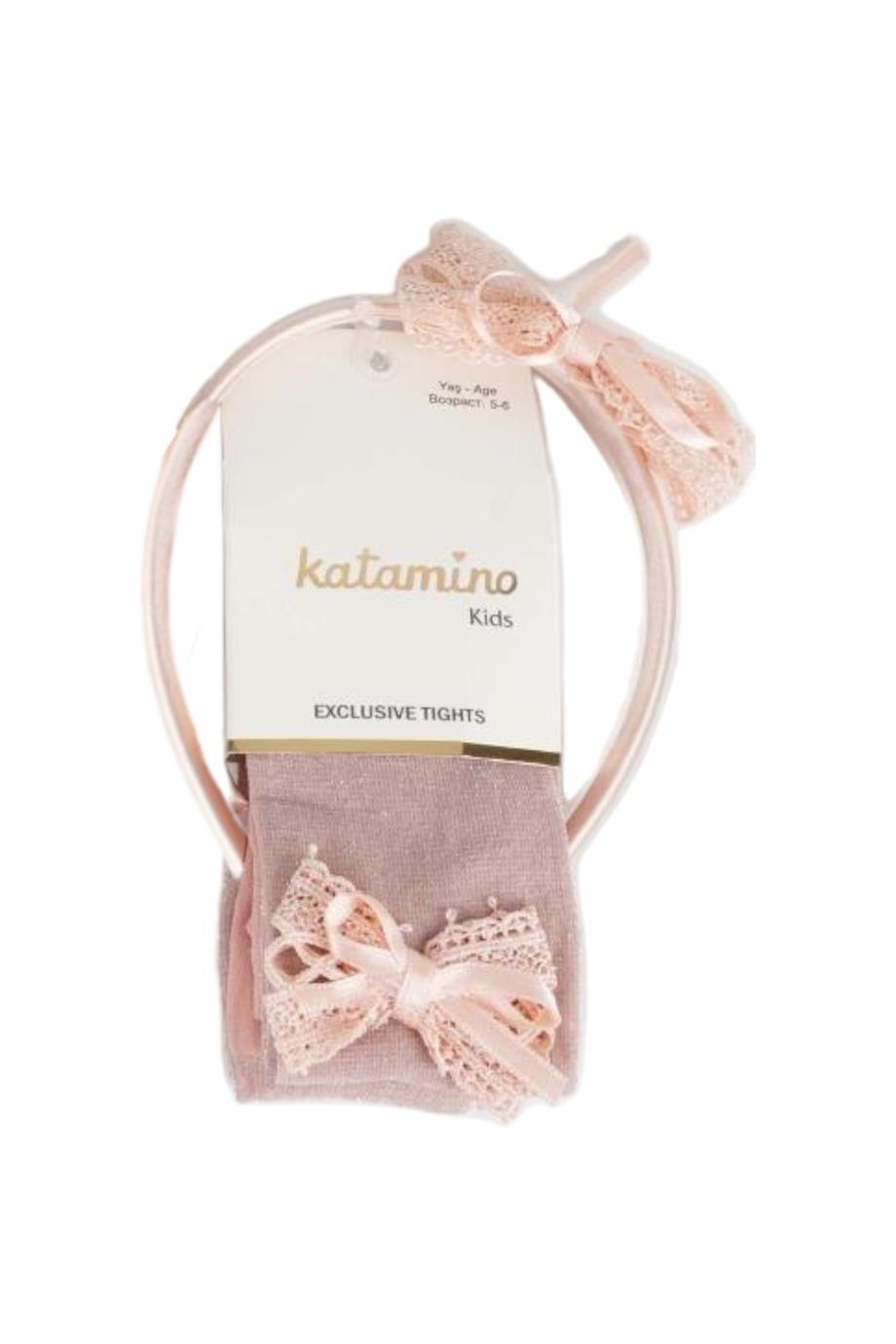 Katamino Arjin Taç Aksesuarlı Simli Külotlu Çorap K62231 Pudra
