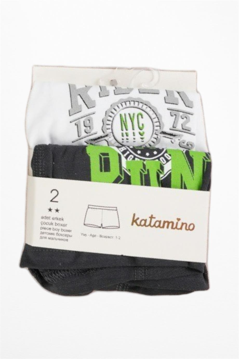 Katamino Erkek Çocuk Baskılı İkili Boxer Set K128327 Beyaz