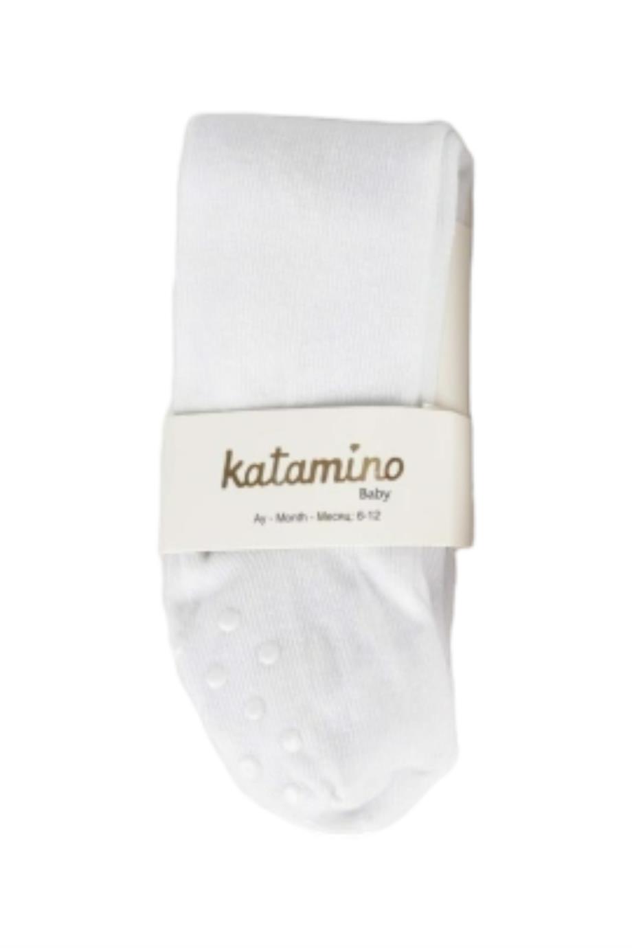 Katamino Kız Bebek Kaydırmaz Taban Külotlu Çorap K38037 Beyaz