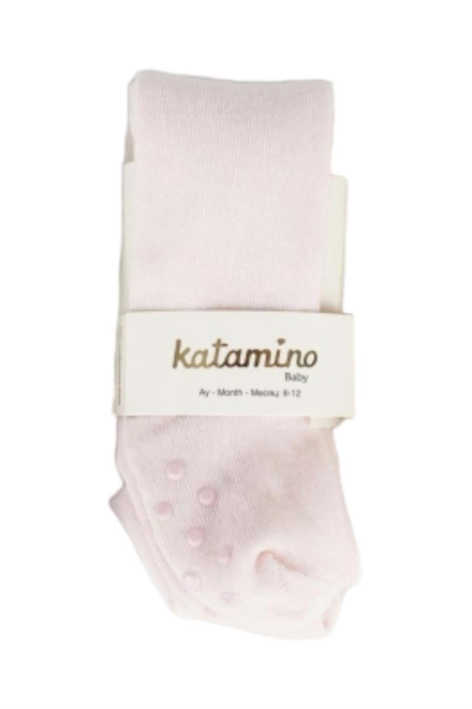 Katamino Kız Bebek Kaydırmaz Taban Külotlu Çorap K38037 Pembe