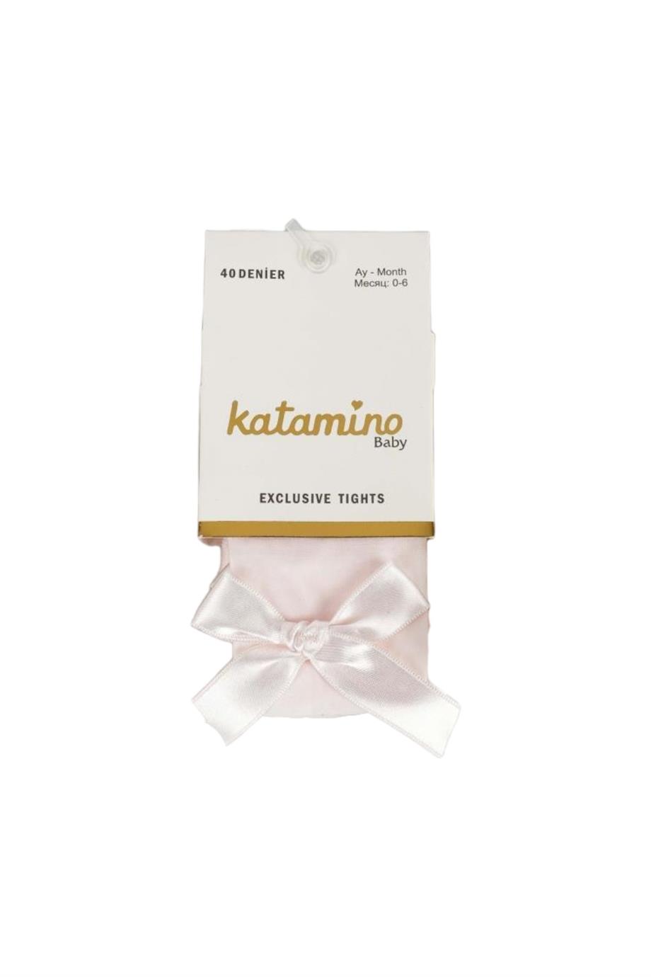 Katamino Kız Bebek Kurdeleli İnce Külotlu Çorap K62251 Pembe