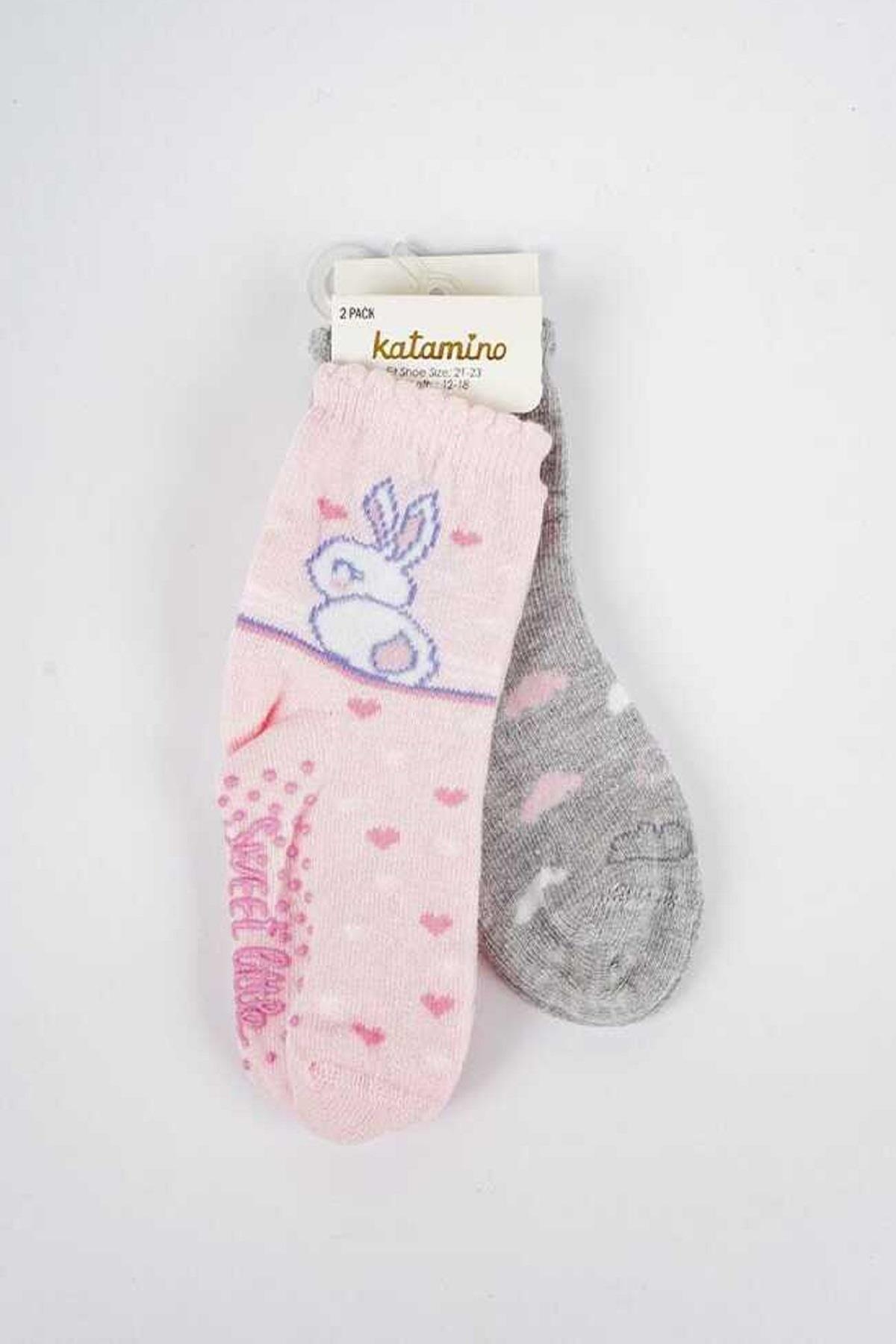 Katamino Kız Bebek Magical 2'li Abs'li Soket Çorap K44043 Pembe
