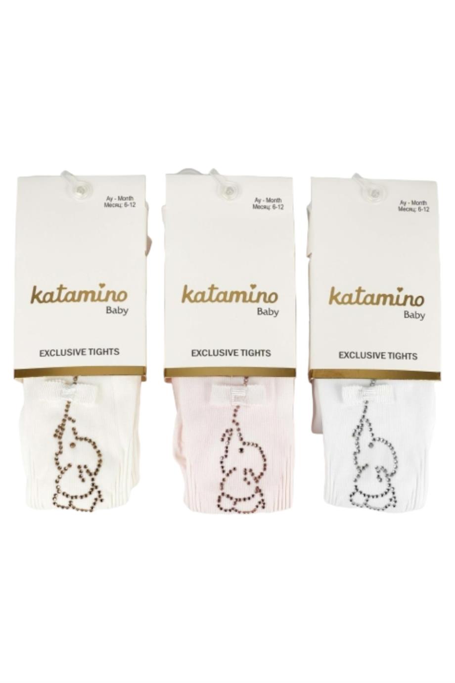 Katamino Kız Bebek Taşlı Fil Desenli Külotlu Çorap K62249 Pembe