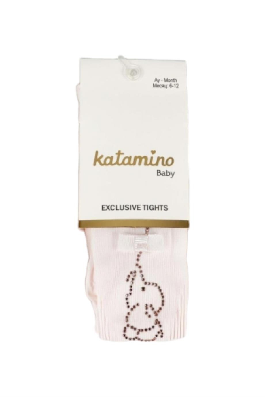 Katamino Kız Bebek Taşlı Fil Desenli Külotlu Çorap K62249 Pembe
