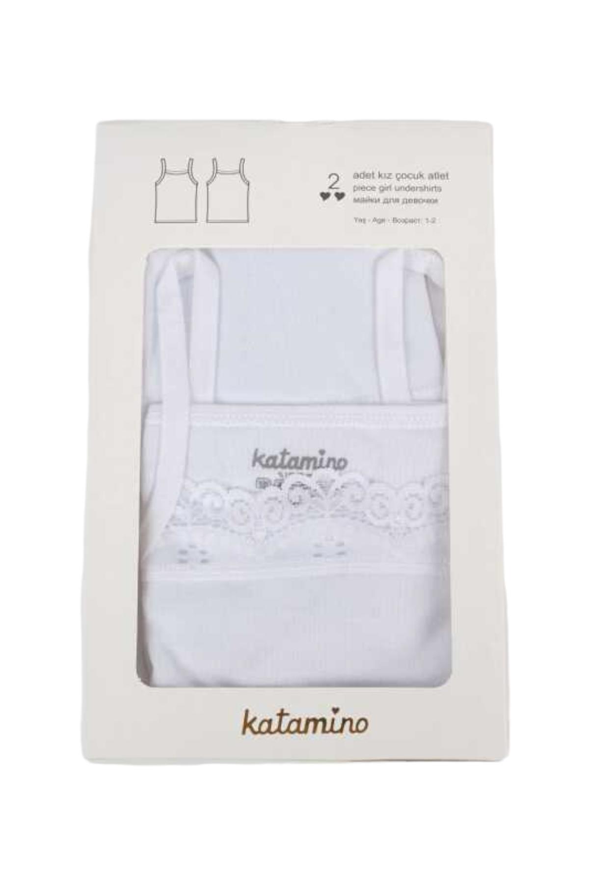 Katamino Kız Çocuk %100 Pamuk İkili Atlet Set 128070 Beyaz