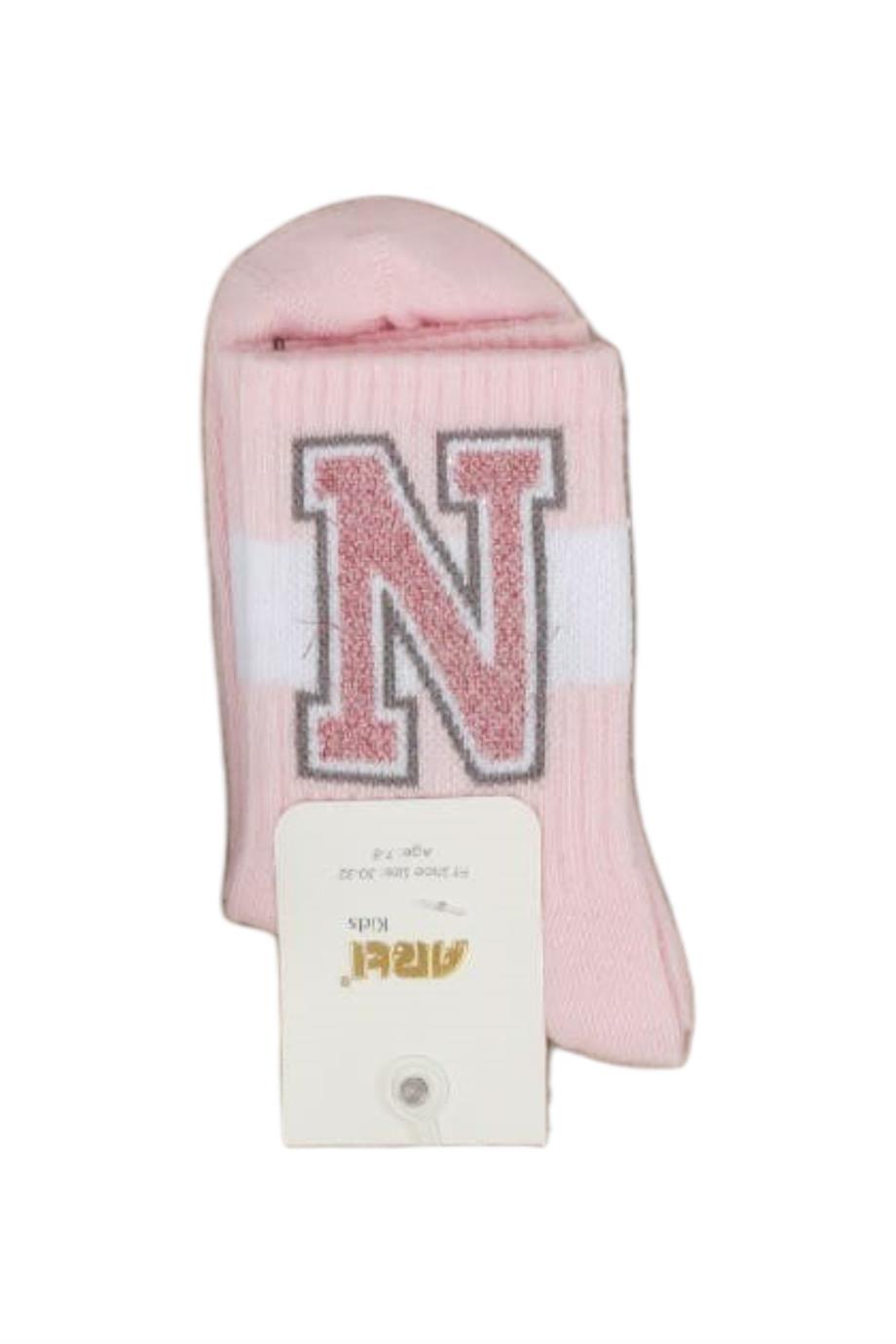 Katamino Kız Çocuk Alfabe Soket Çorap 200402 Pembe