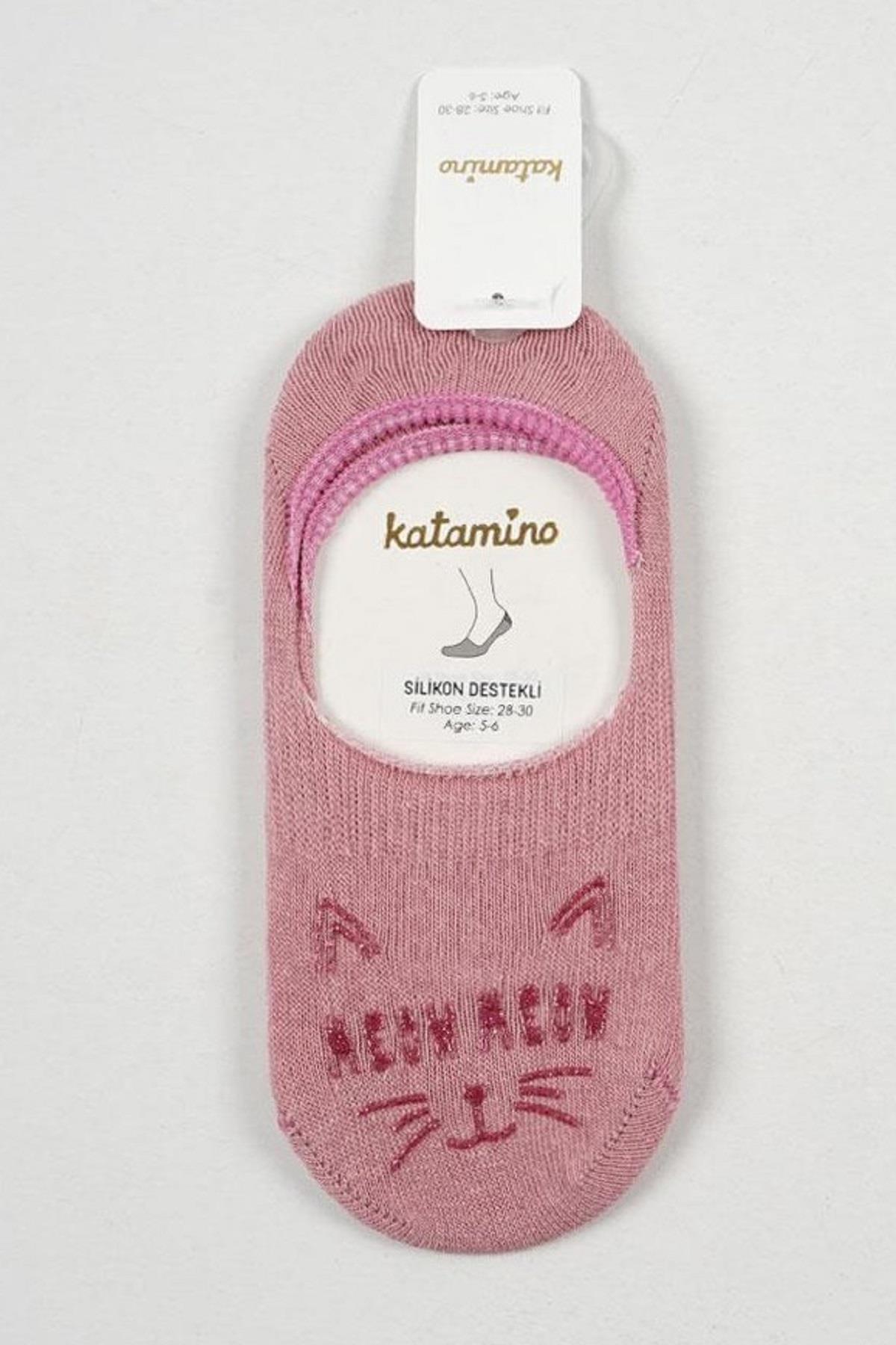 Katamino Kız Çocuk Darby Kedili Babet Çorap K90062 Pembe