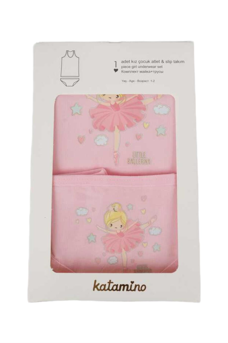 Katamino Kız Çocuk Geniş Askılı Atlet & Slip Takımı 128264 Pembe
