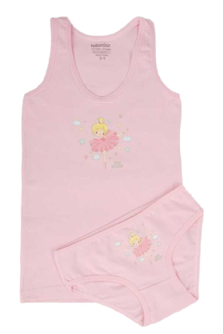 Katamino Kız Çocuk Geniş Askılı Atlet & Slip Takımı 128264 Pembe