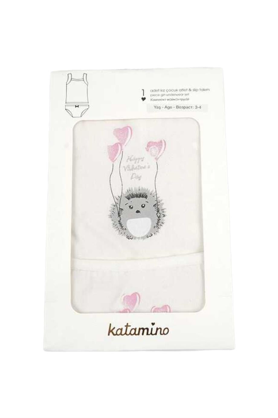 Katamino Kız Çocuk Kirpili Geniş Askılı Atlet Slip Takım K128089 Krem