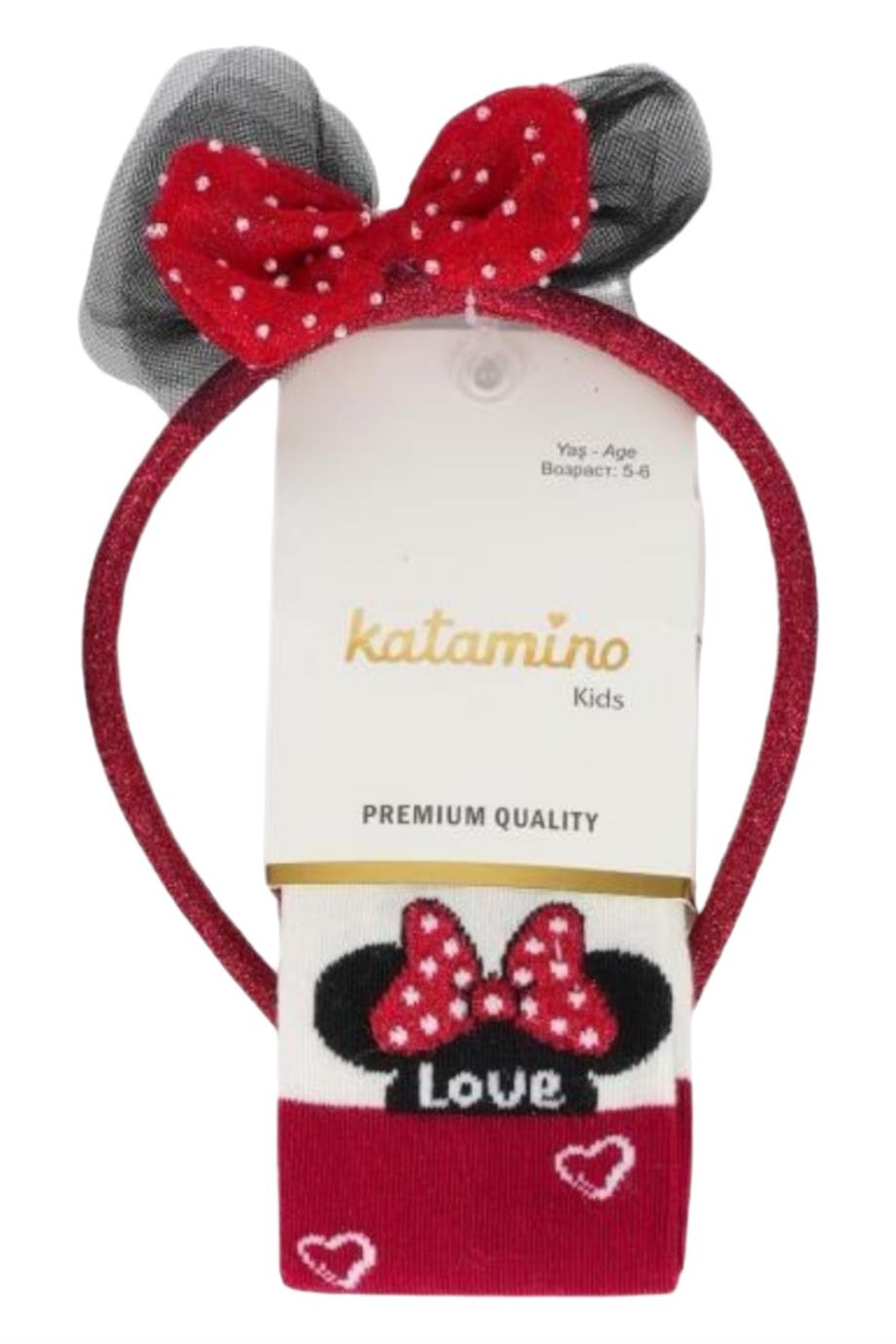 Katamino Kız Çocuk Semila Taçlı Külotlu Çorap K31035 Kırmızı