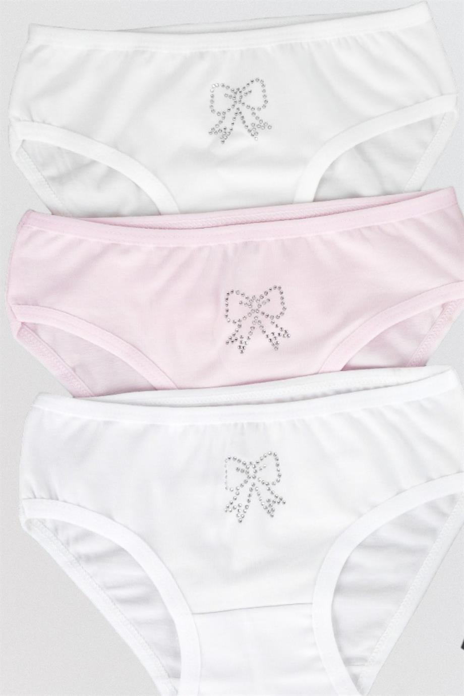 Katamino Kız Çocuk Taş Baskılı 3lü Slip Set K128407 Beyaz
