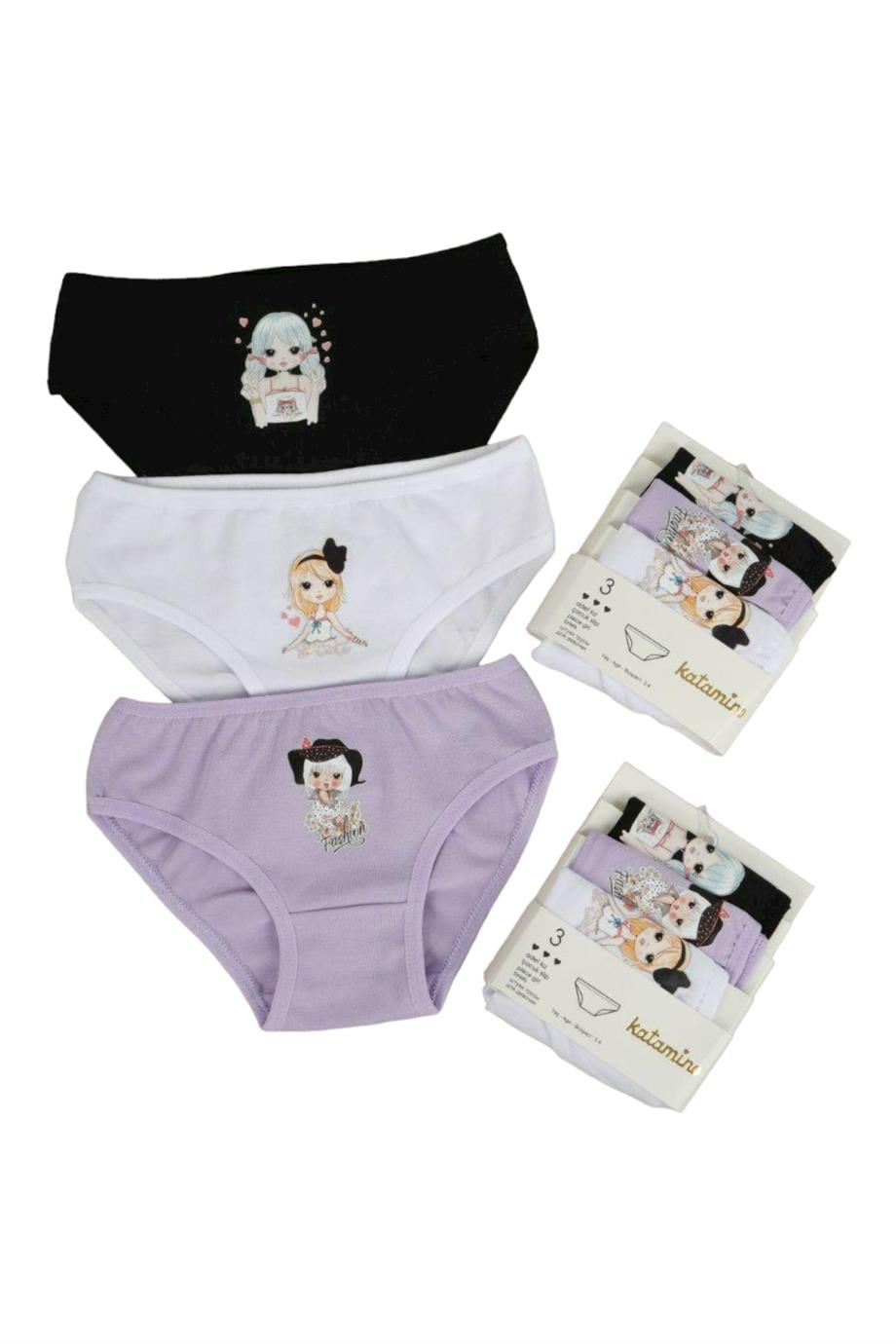Katamino Kız Çocuk Üçlü Slip Set 128227 Siyah