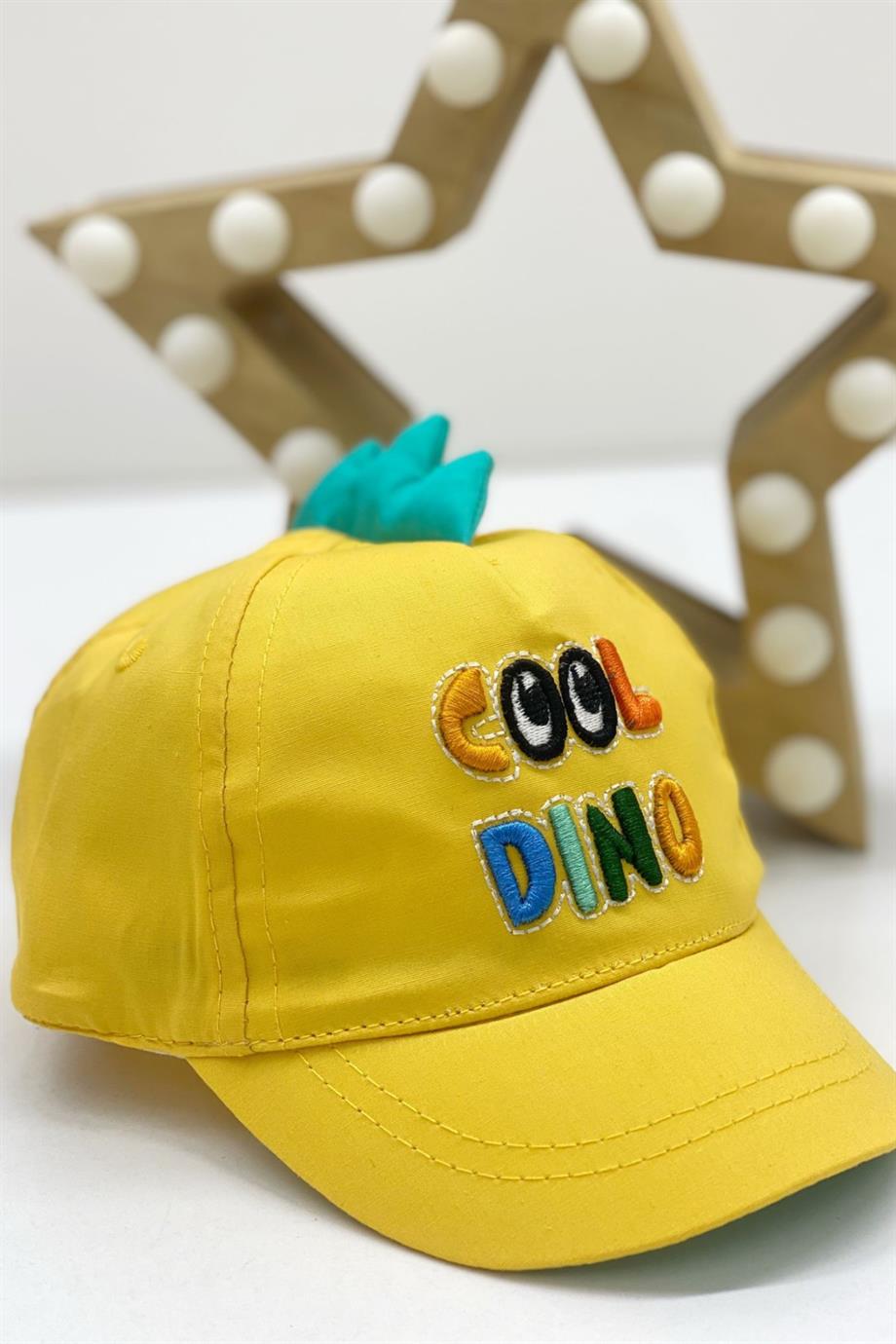 Kitti Erkek Bebek 0-18 Ay Cool Dino Kasket Şapka Sarı