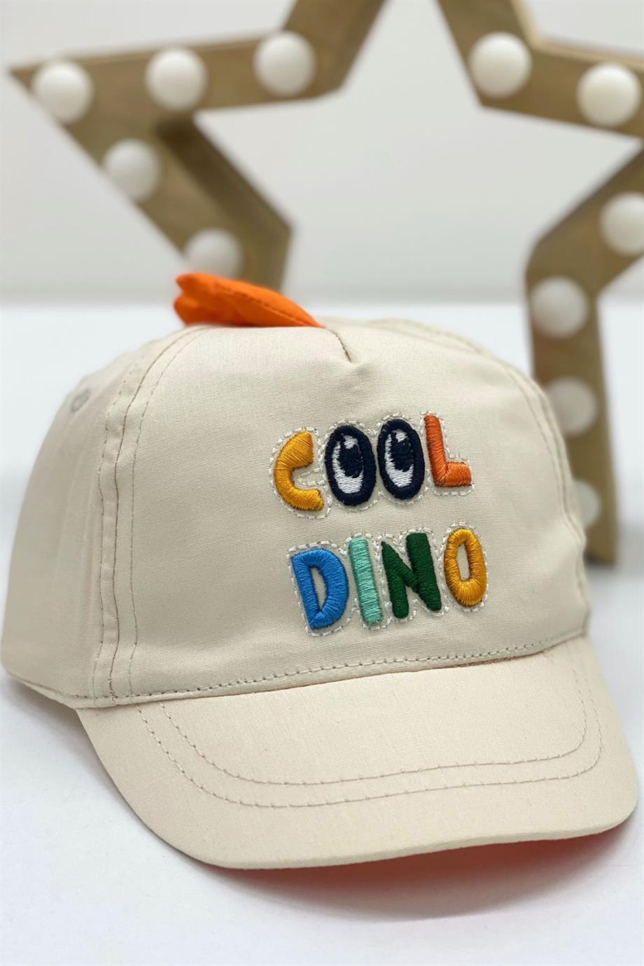 Kitti Erkek Bebek 0-18 Ay Cool Dino Kasket Şapka Bej