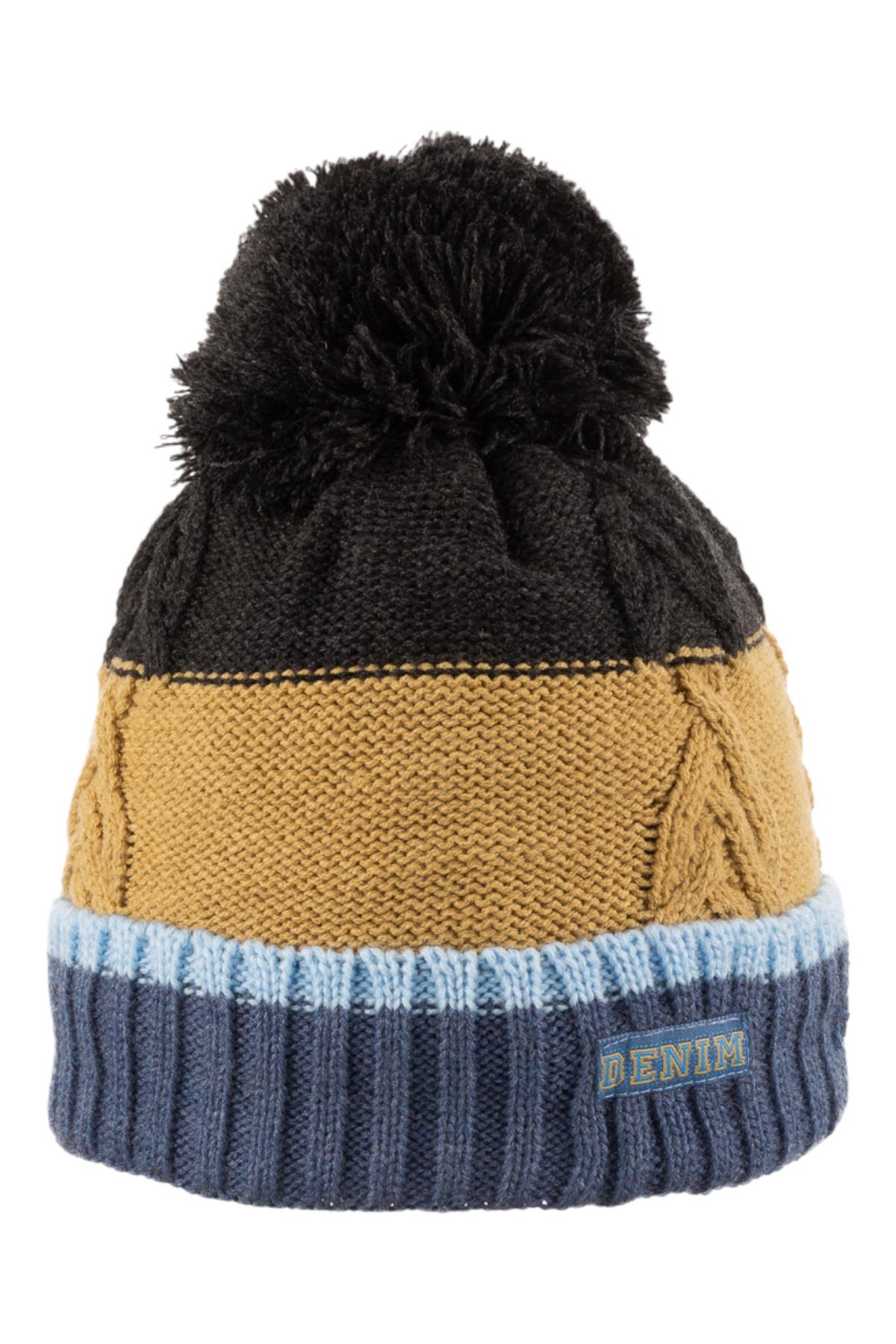 Kitti Erkek Çocuk Renk Bloklu Örme Yün Bere K2313007 İndigo