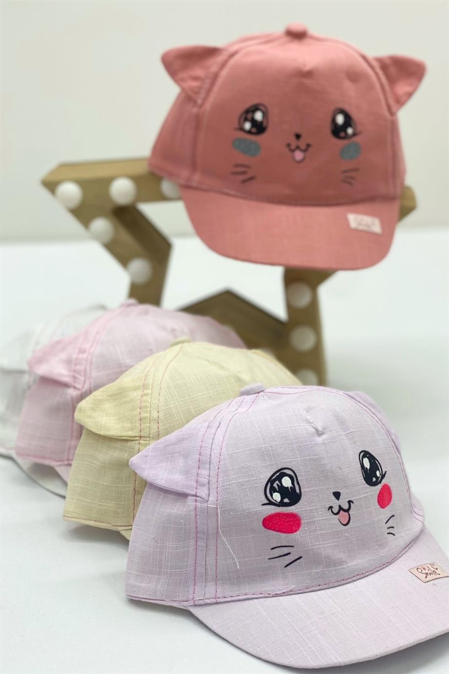 Kitti Kız Bebek Kedili Kasket Şapka Y800006 Pembe