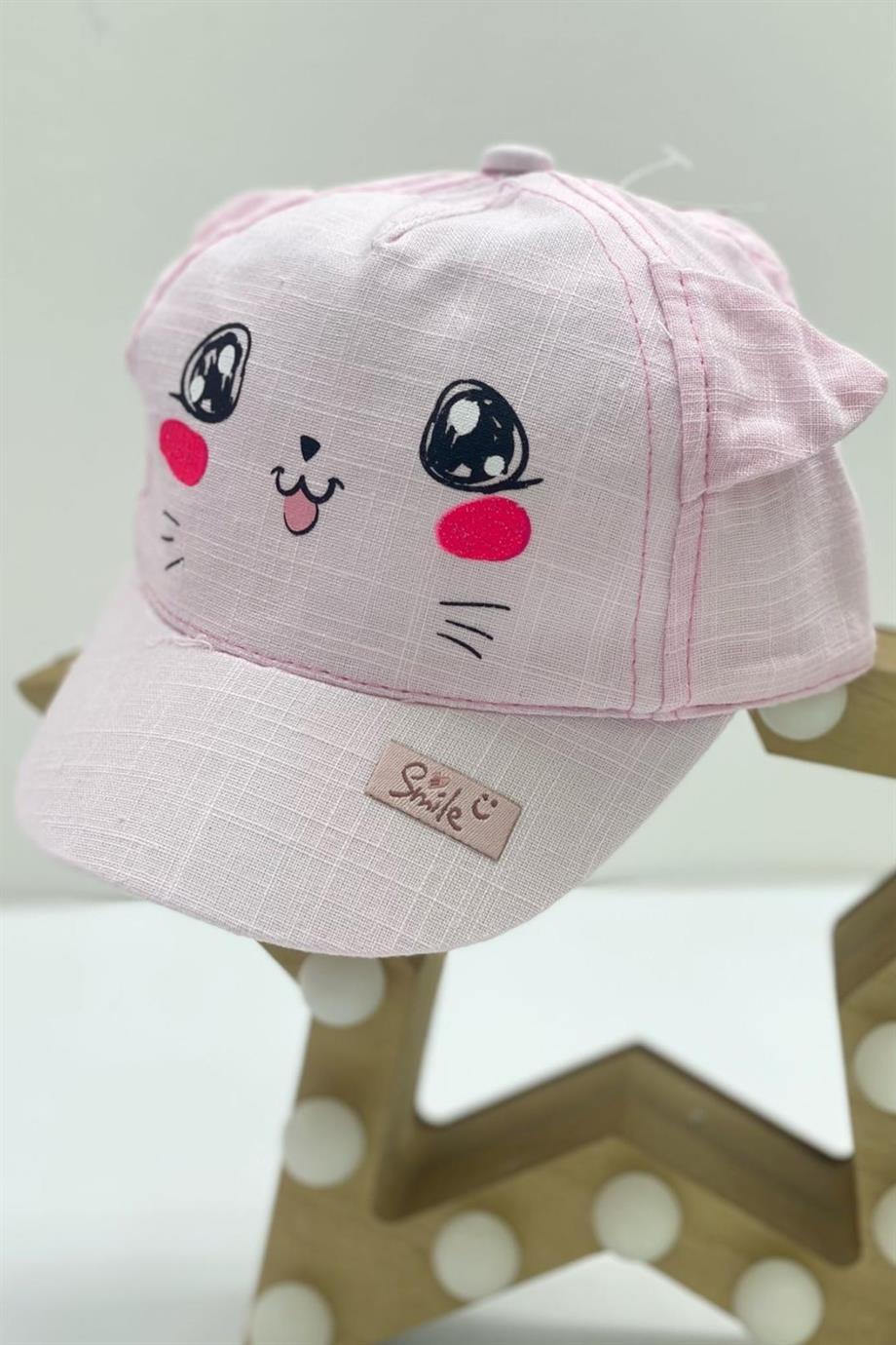 Kitti Kız Bebek Kedili Kasket Şapka Y800006 Pembe