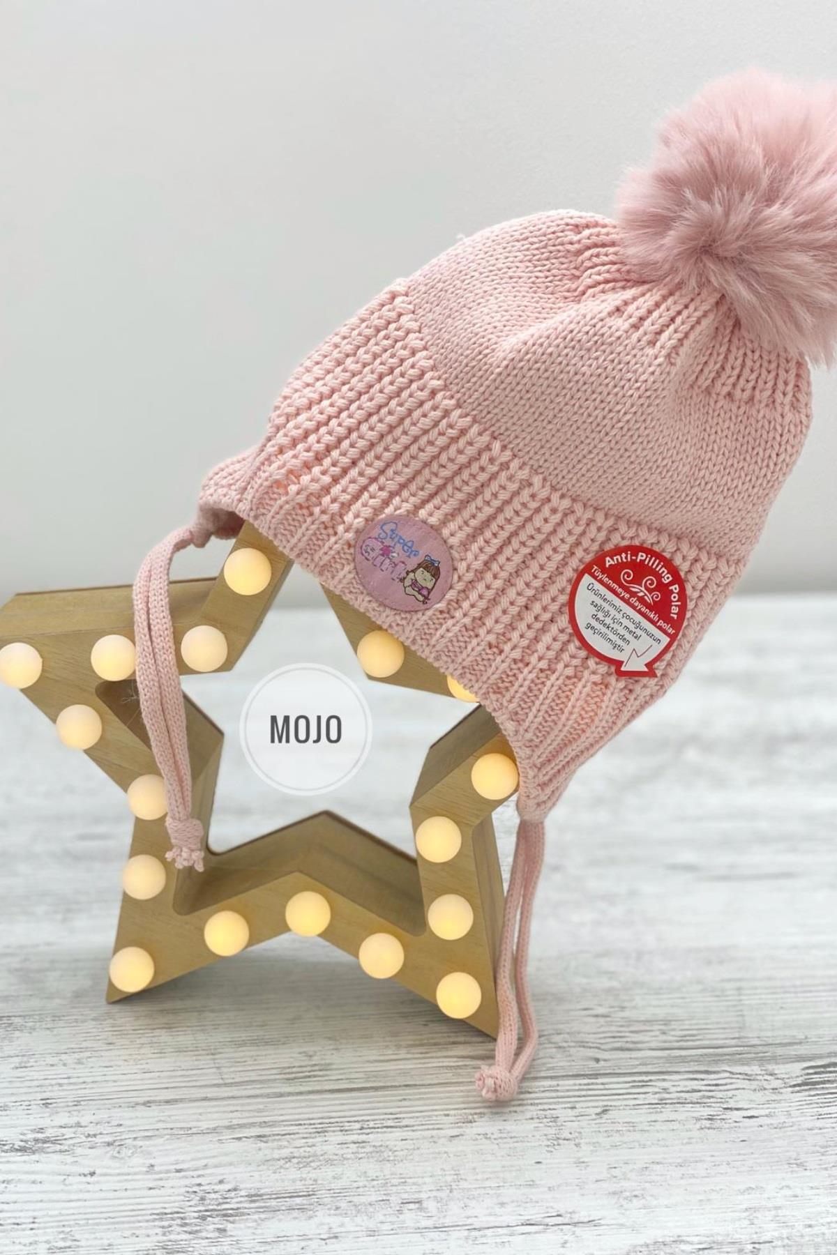 Kitti Kız Bebek Kulaklıklı İçi Polar Bere K22110-01 Pembe