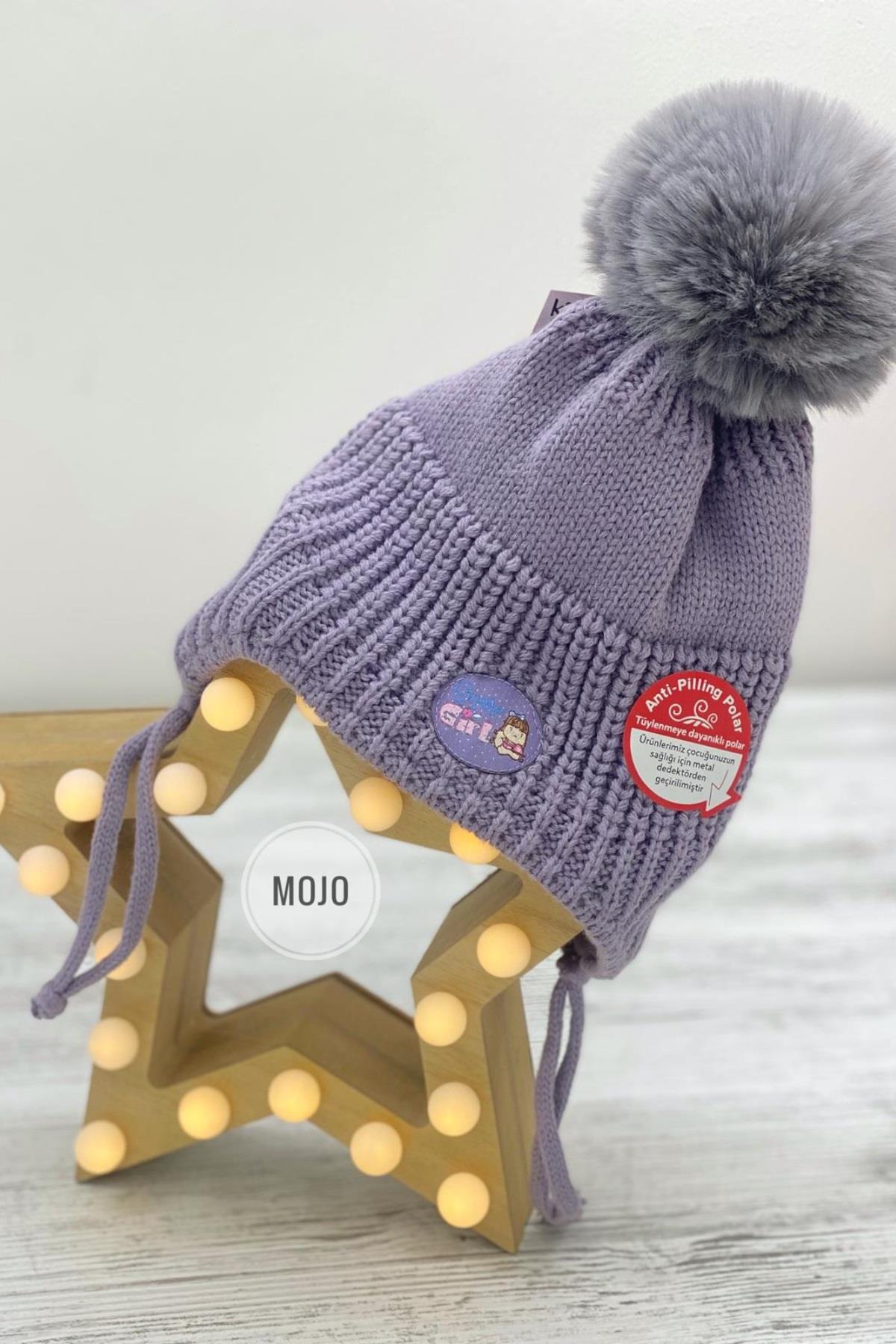 Kitti Kız Bebek Kulaklıklı İçi Polar Bere K22110-01 Lila