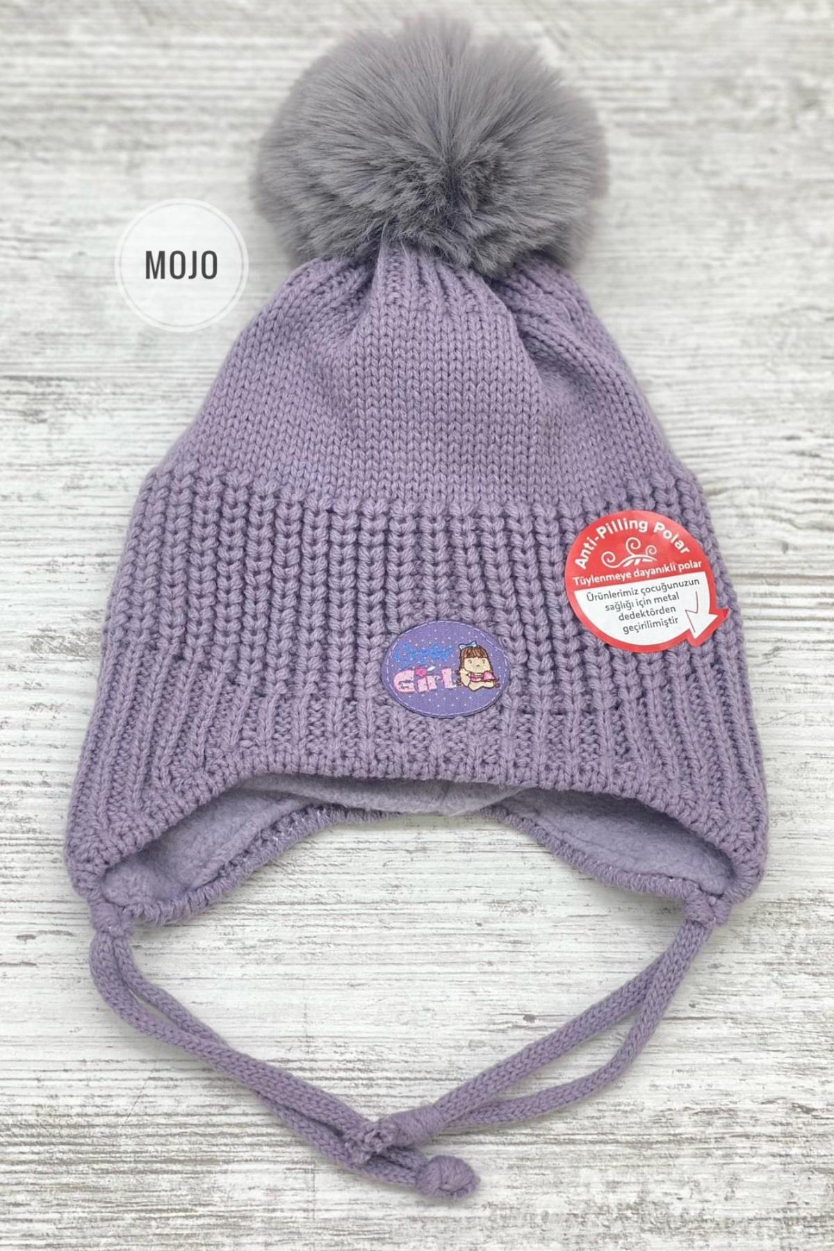 Kitti Kız Bebek Kulaklıklı İçi Polar Bere K22110-01 Lila