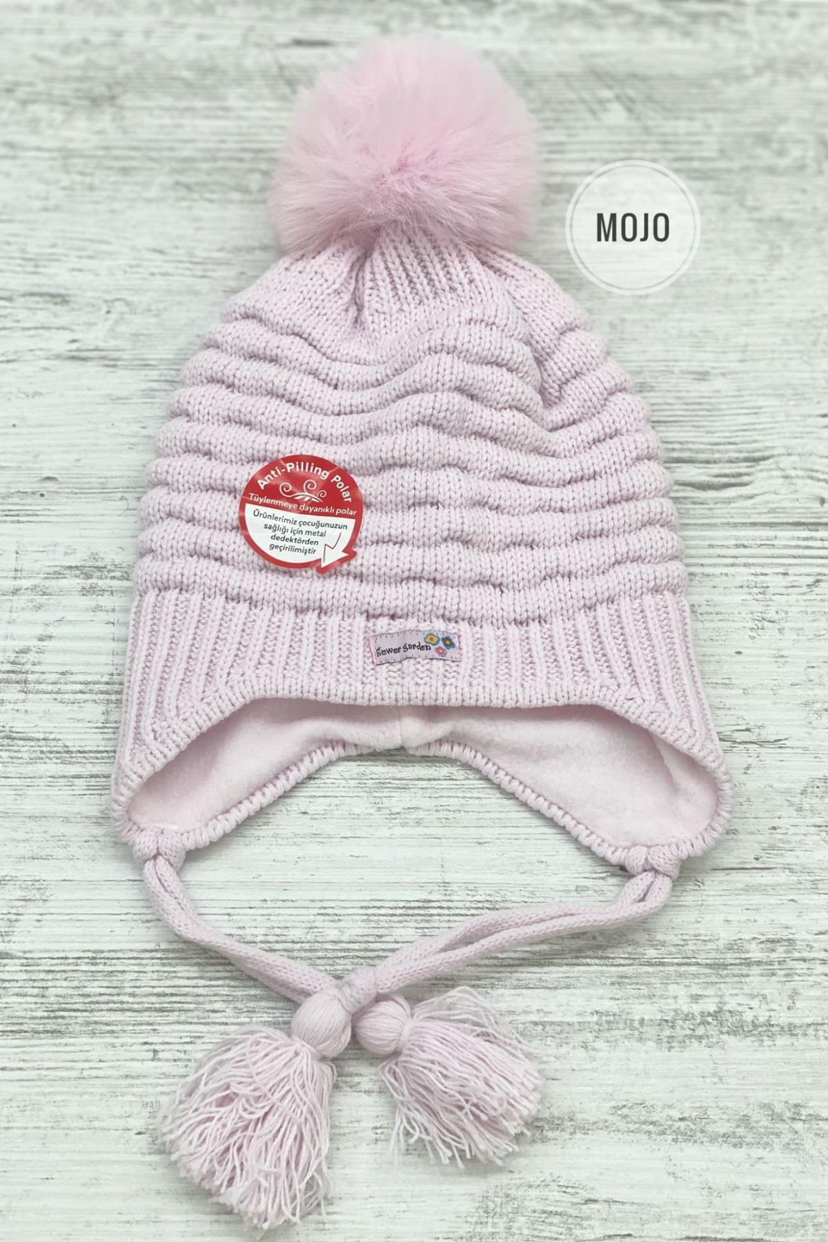Kitti Kız Çocuk Kulaklıklı Polar Astarlı Bere K22120-04 Pudra