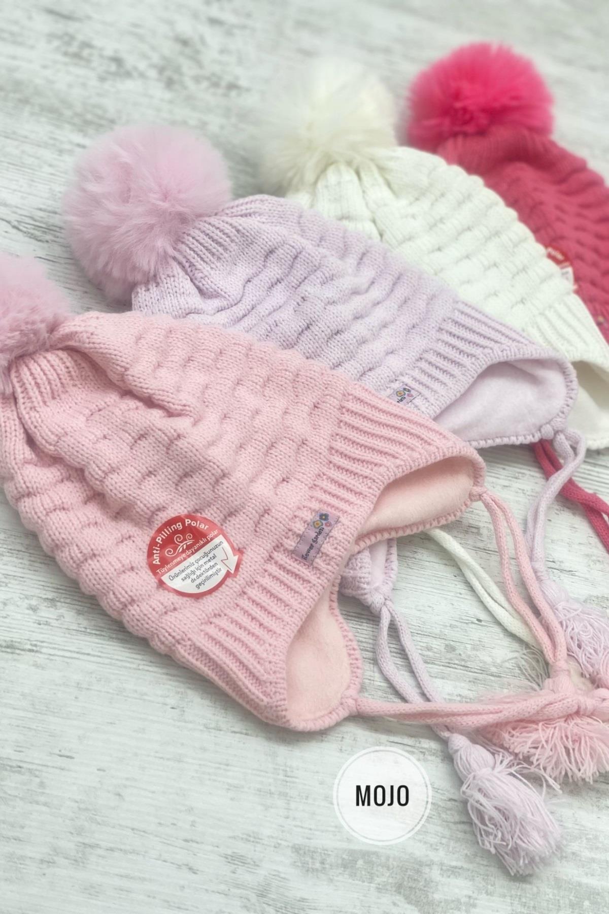 Kitti Kız Çocuk Kulaklıklı Polar Astarlı Bere K22120-04 Pudra