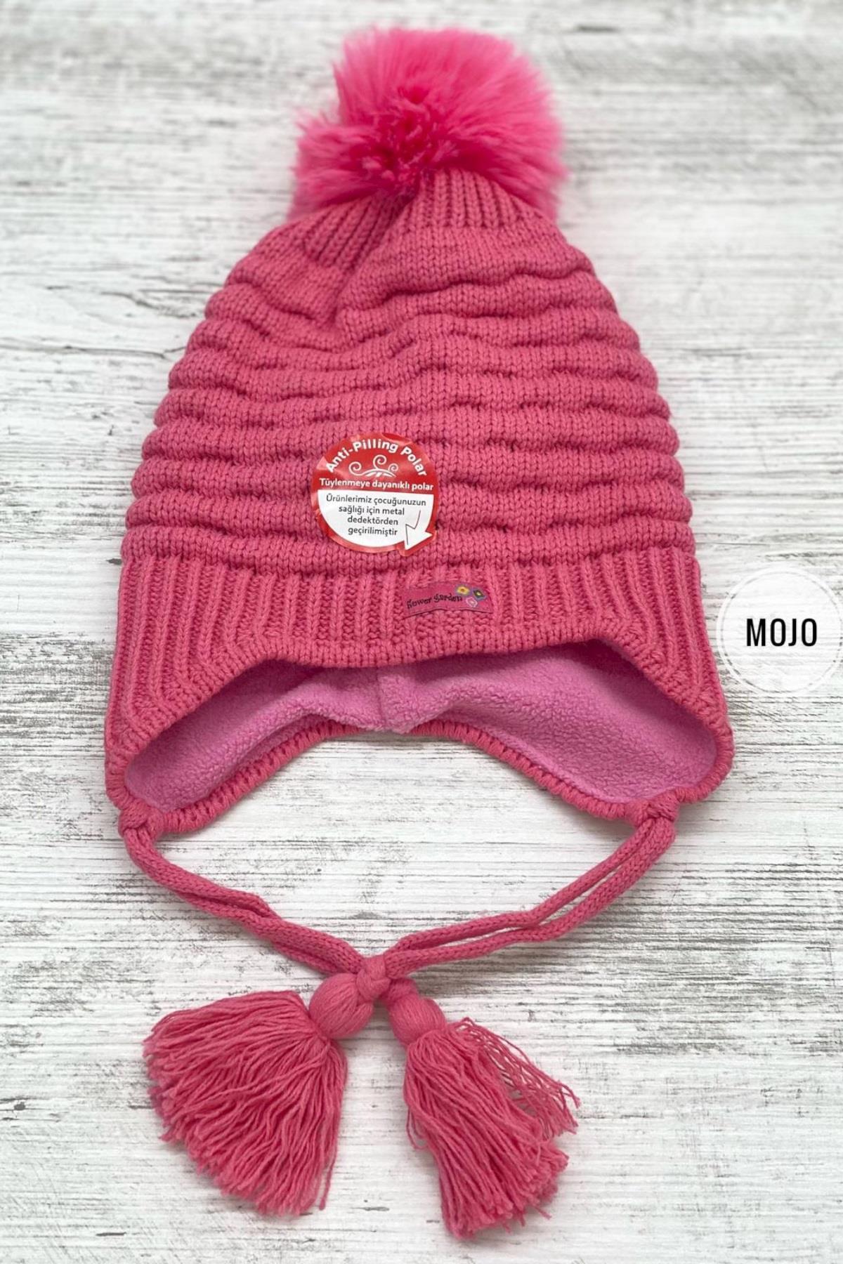 Kitti Kız Çocuk Kulaklıklı Polar Astarlı Bere K22120-04 Fuşya