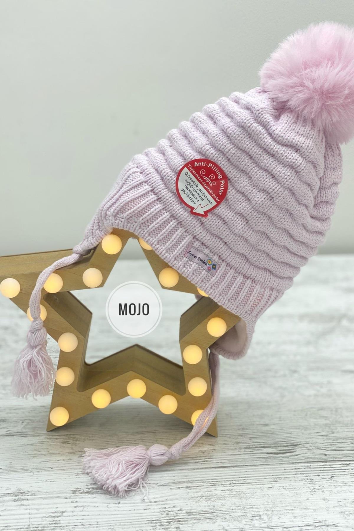 Kitti Kız Çocuk Kulaklıklı Polar Astarlı Bere K22120-04 Pudra