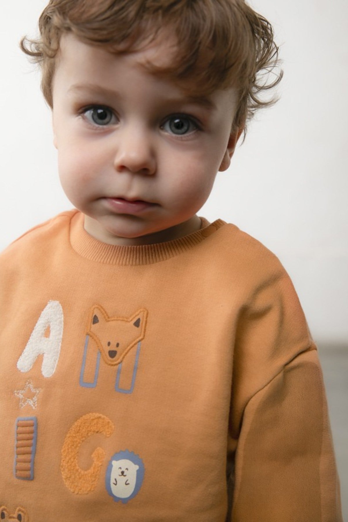 Mayoral Erkek Bebek 1-4 Yaş Desenli Nakışlı Sweatshirt Turuncu