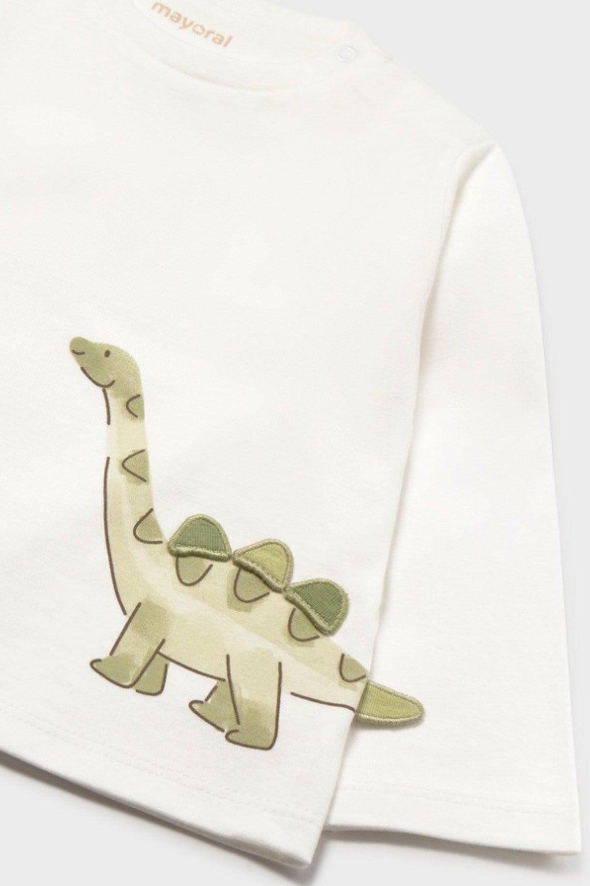 Mayoral Erkek Bebek 1-4 Yaş Dinazor Desenli Uzunkol T-shirt Krem