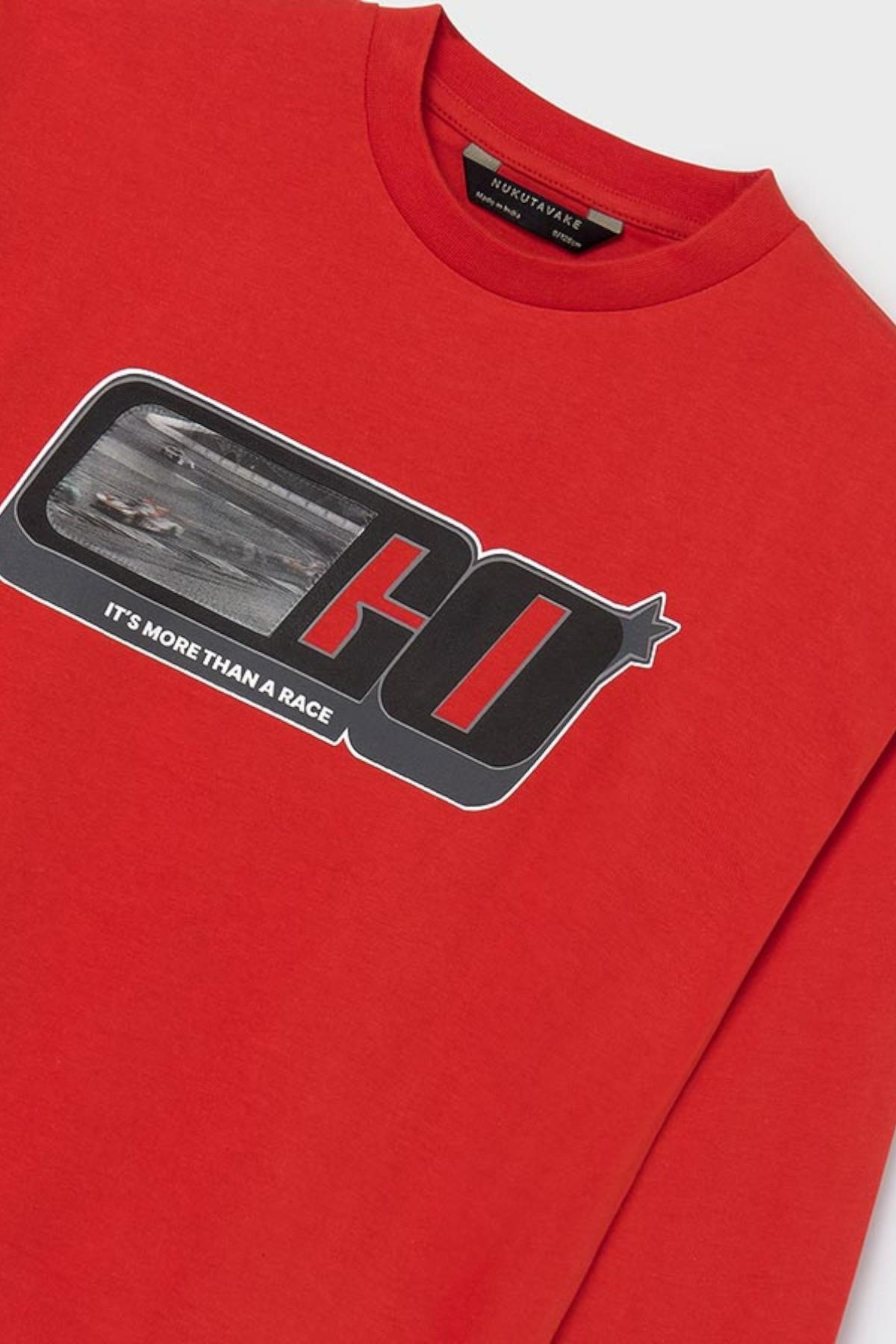 Mayoral Erkek Çocuk 10-16 Yaş 3D Baskılı Uzunkol T-shirt 7088 Kırmızı