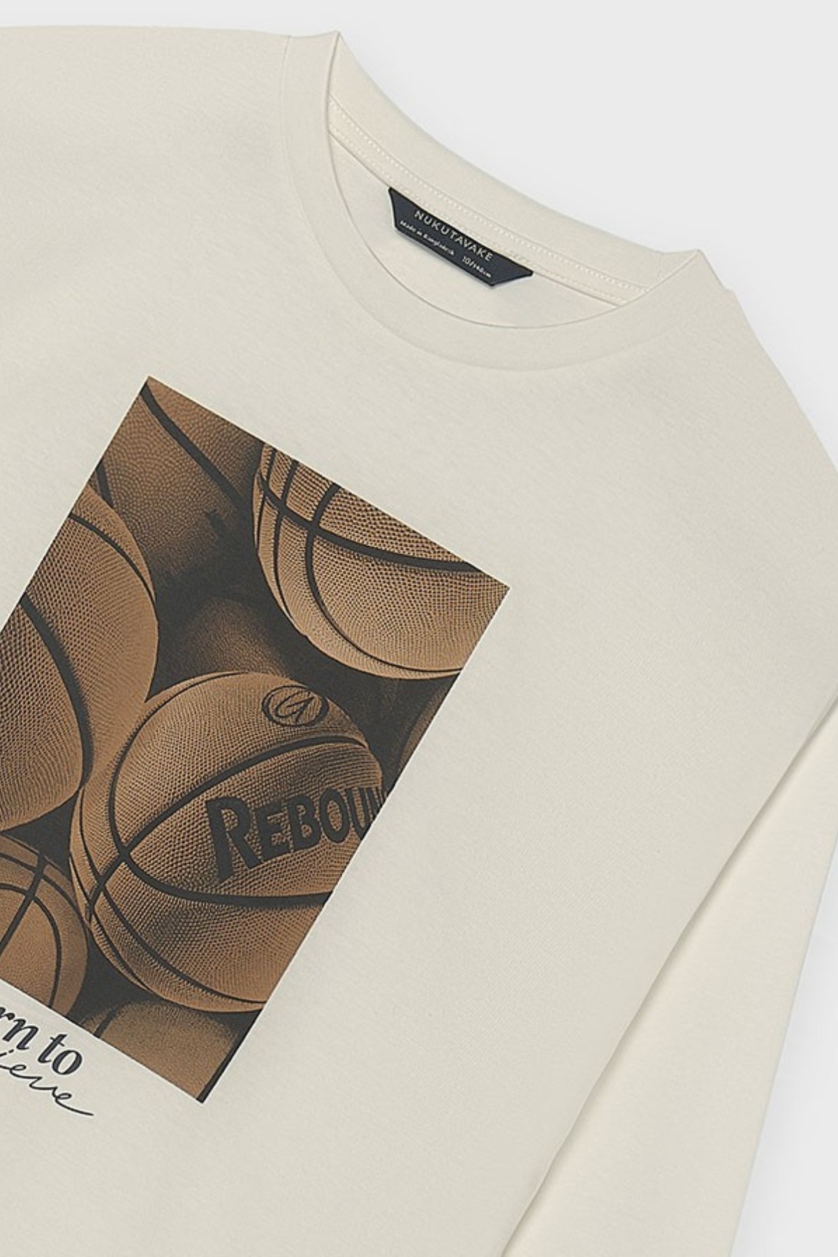 Mayoral Erkek Çocuk 10-16 Yaş Basketbol Desenli Uzunkol T-shirt Ekru