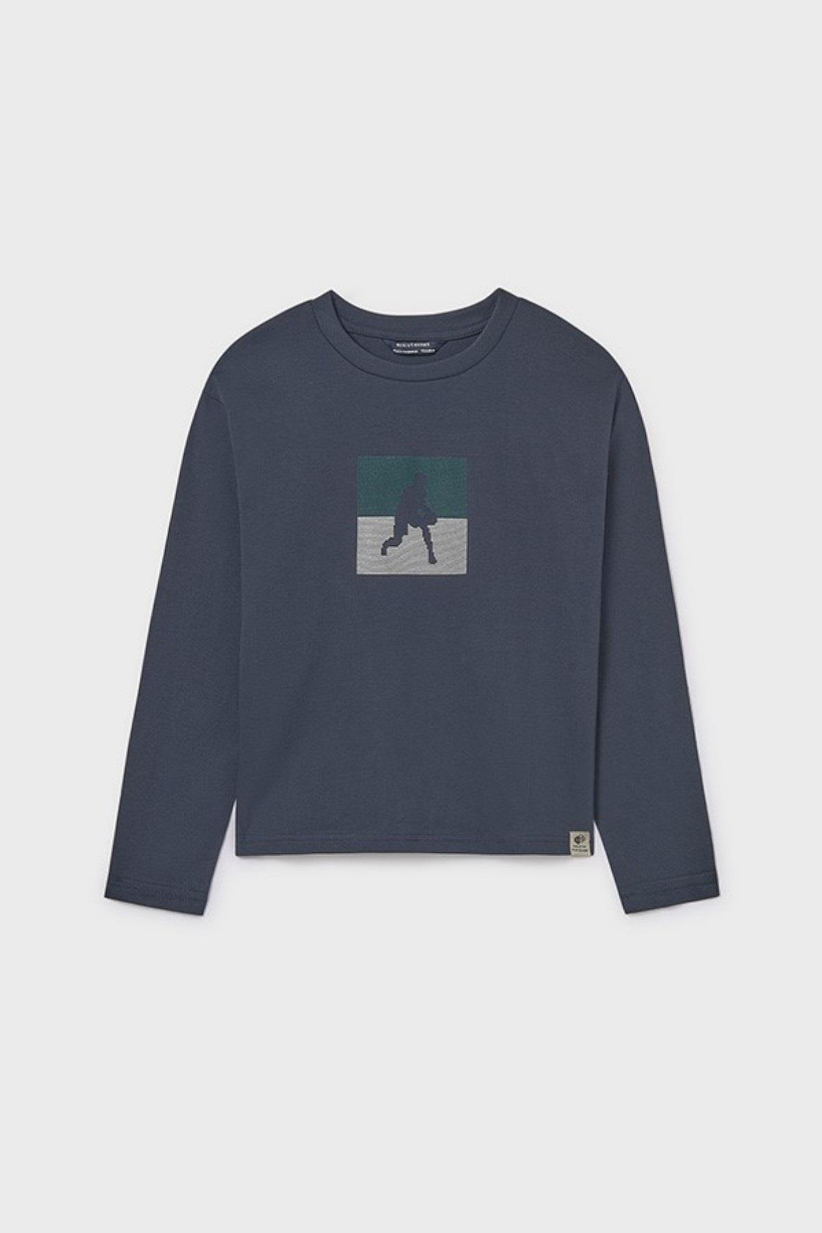 Mayoral Erkek Çocuk 10-16 Yaş Baskılı Uzun Kol T-shirt Lacivert