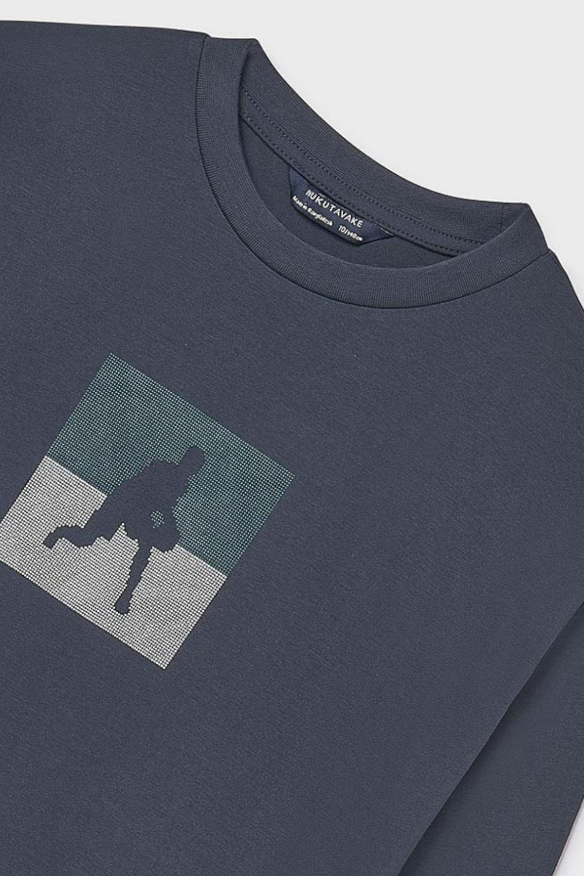 Mayoral Erkek Çocuk 10-16 Yaş Baskılı Uzun Kol T-shirt Lacivert