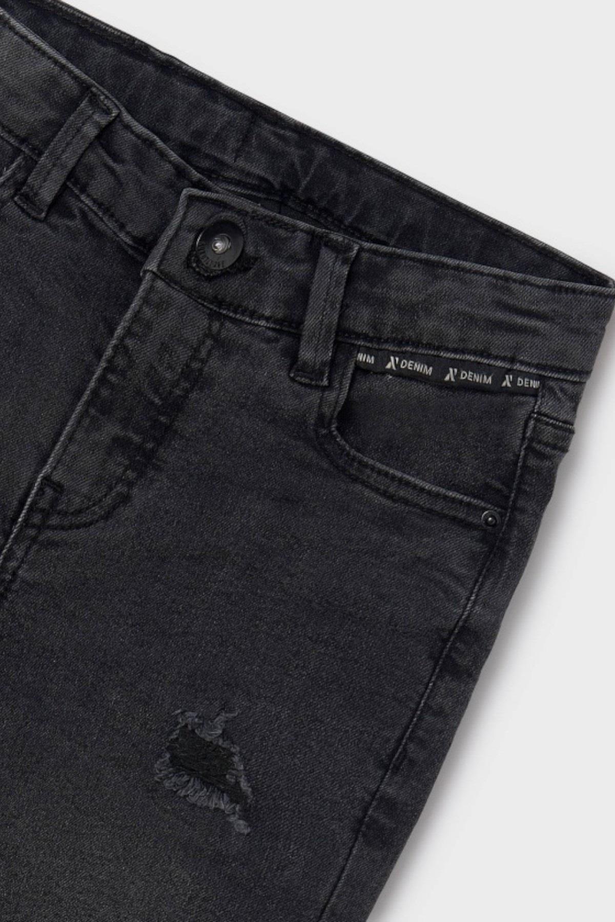Mayoral Erkek Çocuk 10-16 Yaş Yırtık Detaylı Denim Pantolon 7538 Füme