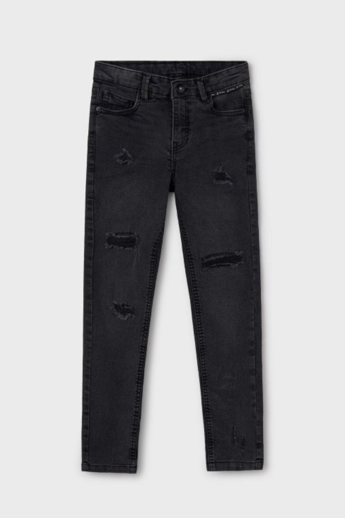 Mayoral Erkek Çocuk 10-16 Yaş Yırtık Detaylı Denim Pantolon 7538 Füme