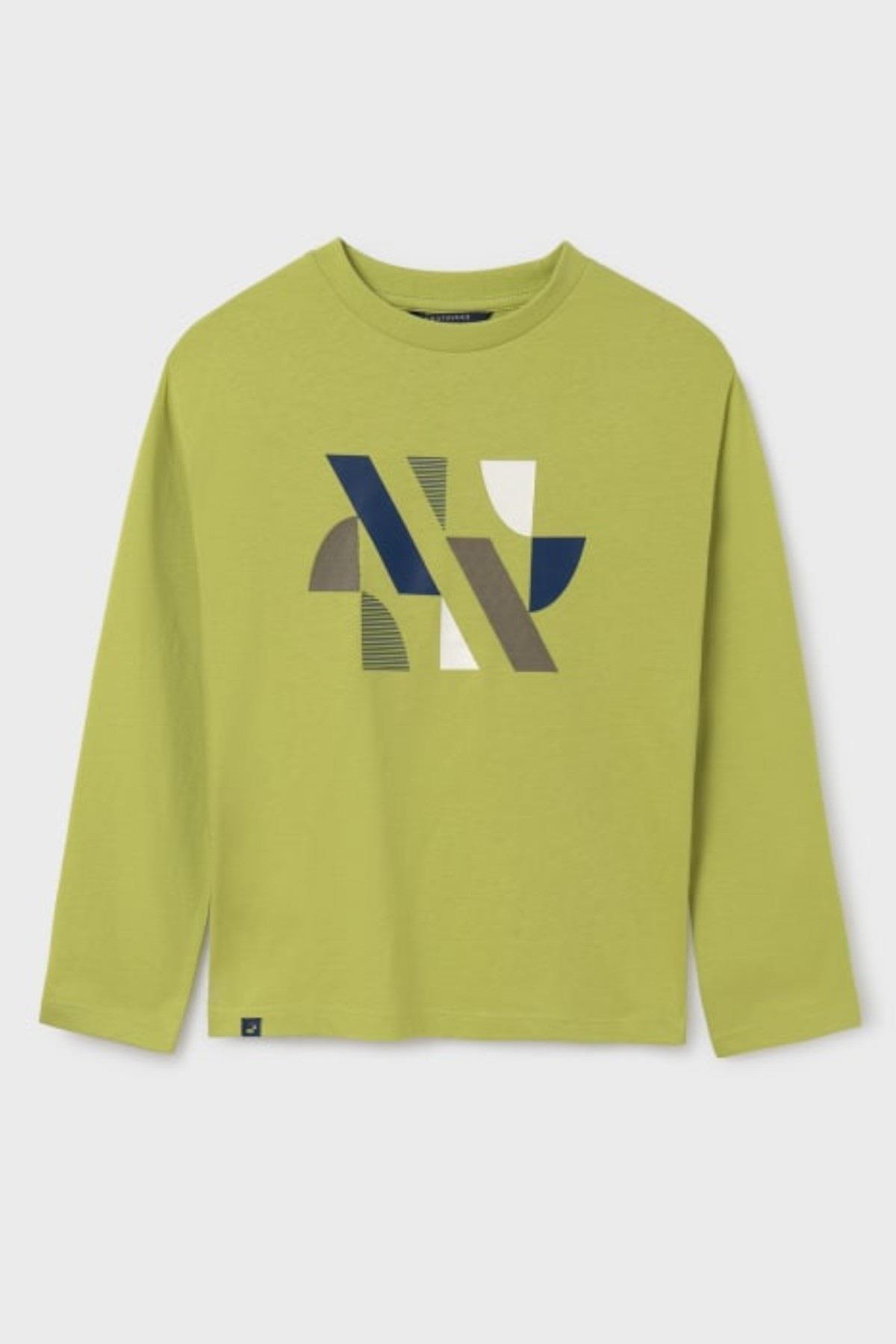 Mayoral Erkek Çocuk 10-18 Yaş Desenli Uzunkol T-shirt 7080 Yeşil