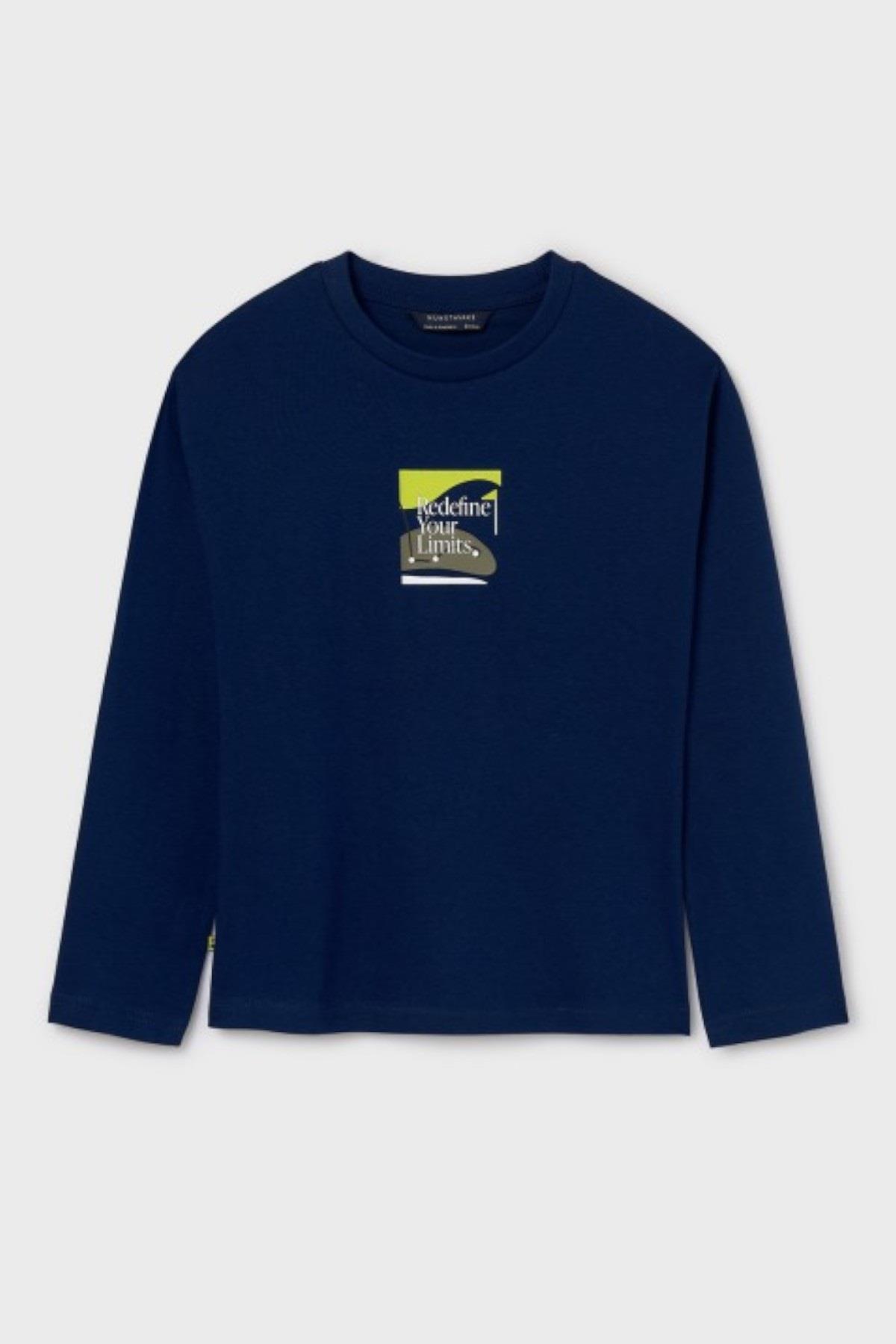 Mayoral Erkek Çocuk 10-18 Yaş Sırt Baskılı Uzunkol T-shirt 7082 Lacivert
