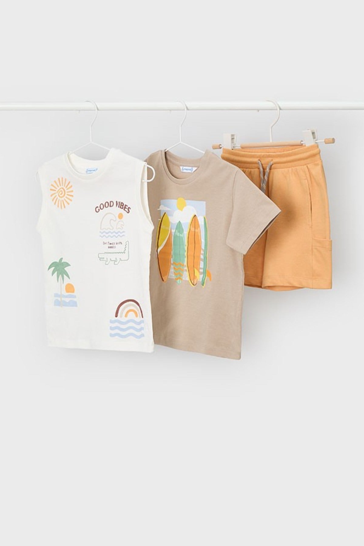 Mayoral Erkek Çocuk 2-9 Yaş Summer Desenli Üçlü Şortlu Takım Taş Rengi