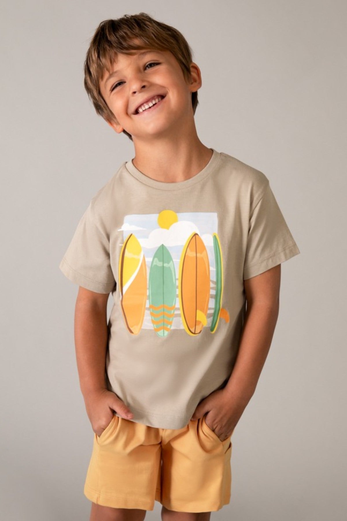 Mayoral Erkek Çocuk 2-9 Yaş Summer Desenli Üçlü Şortlu Takım Taş Rengi
