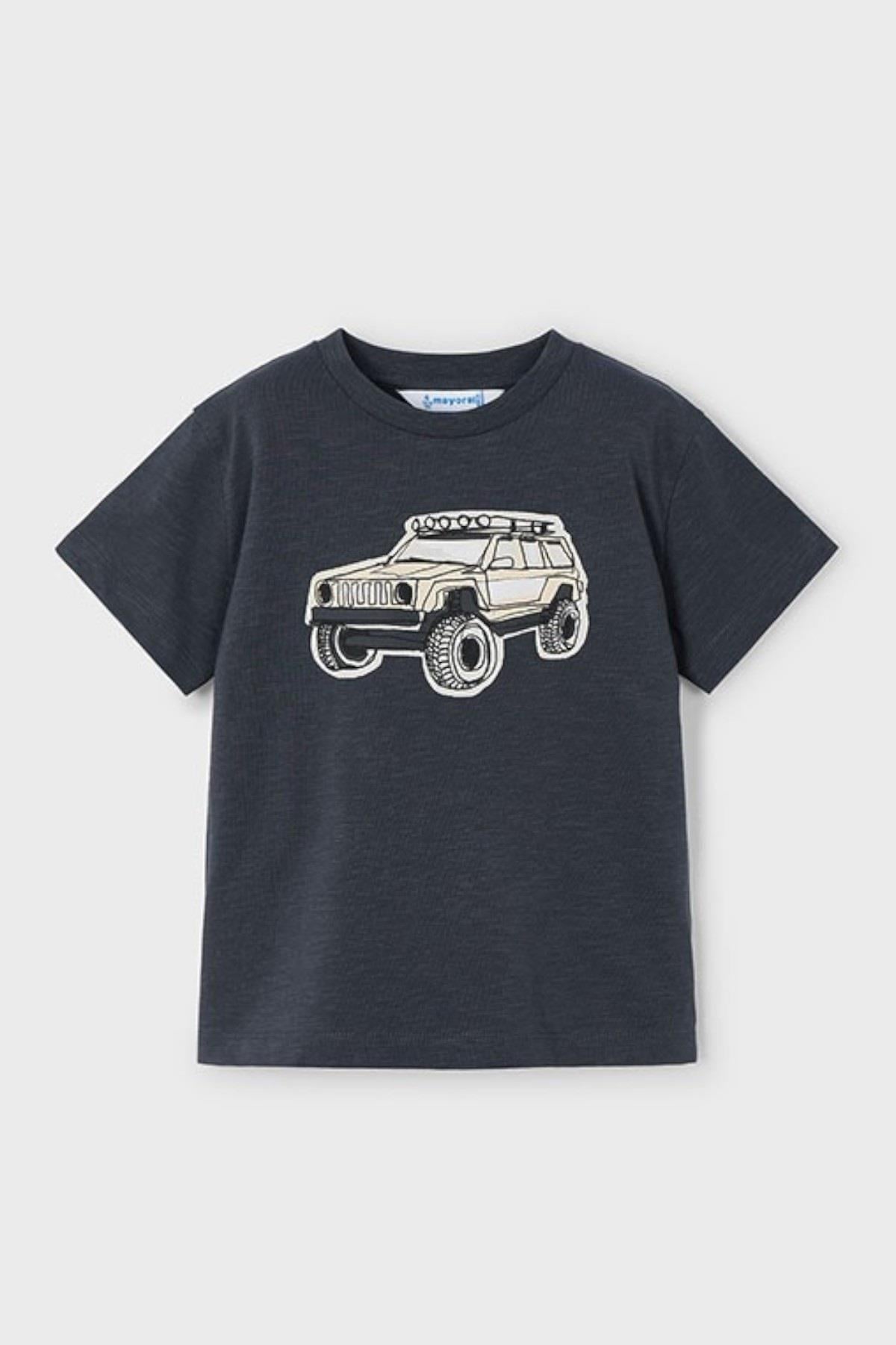Mayoral Erkek Çocuk 3-9 Yaş Araba Desenli Kısakol T-shirt 3031 Antrasit