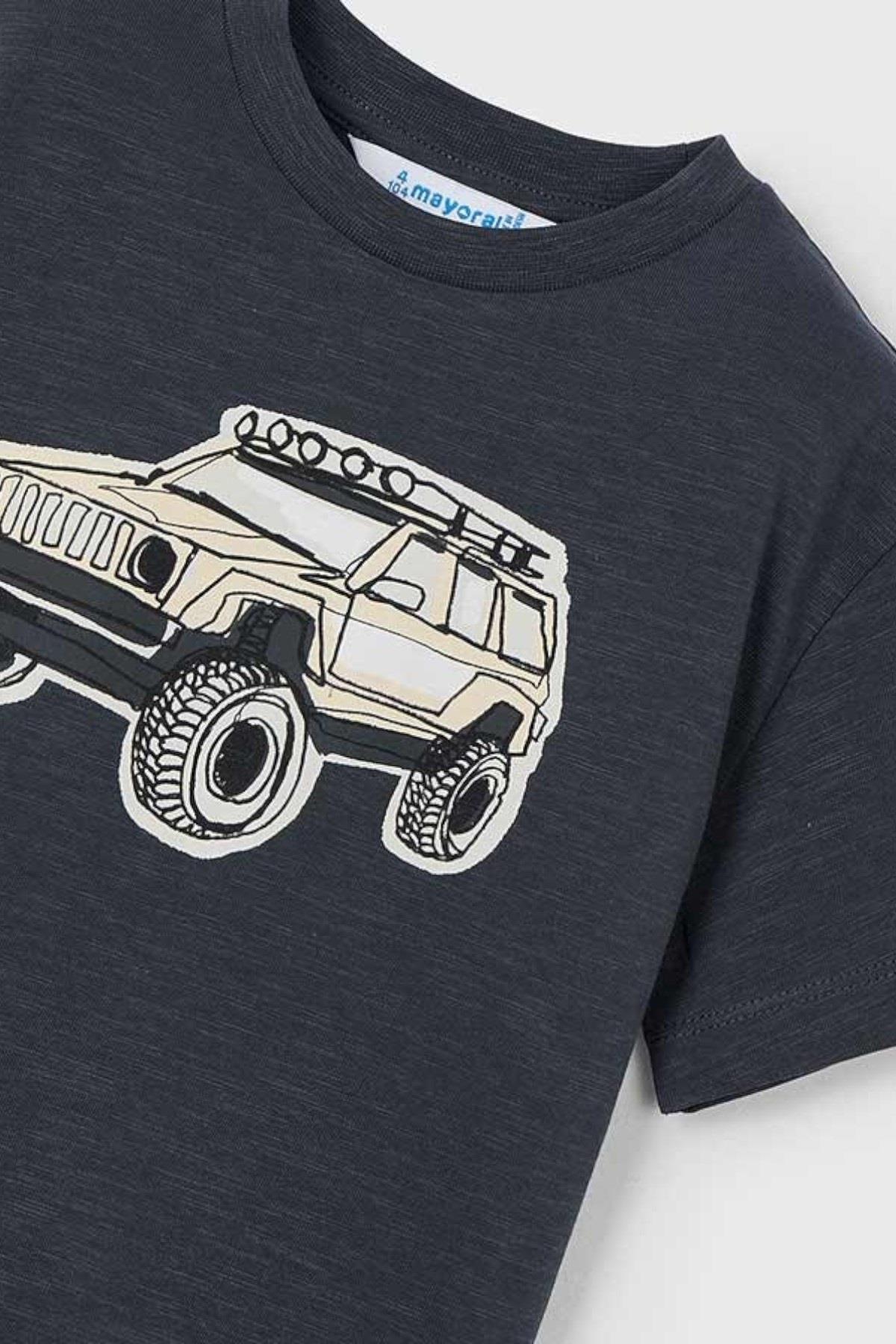 Mayoral Erkek Çocuk 3-9 Yaş Araba Desenli Kısakol T-shirt 3031 Antrasit