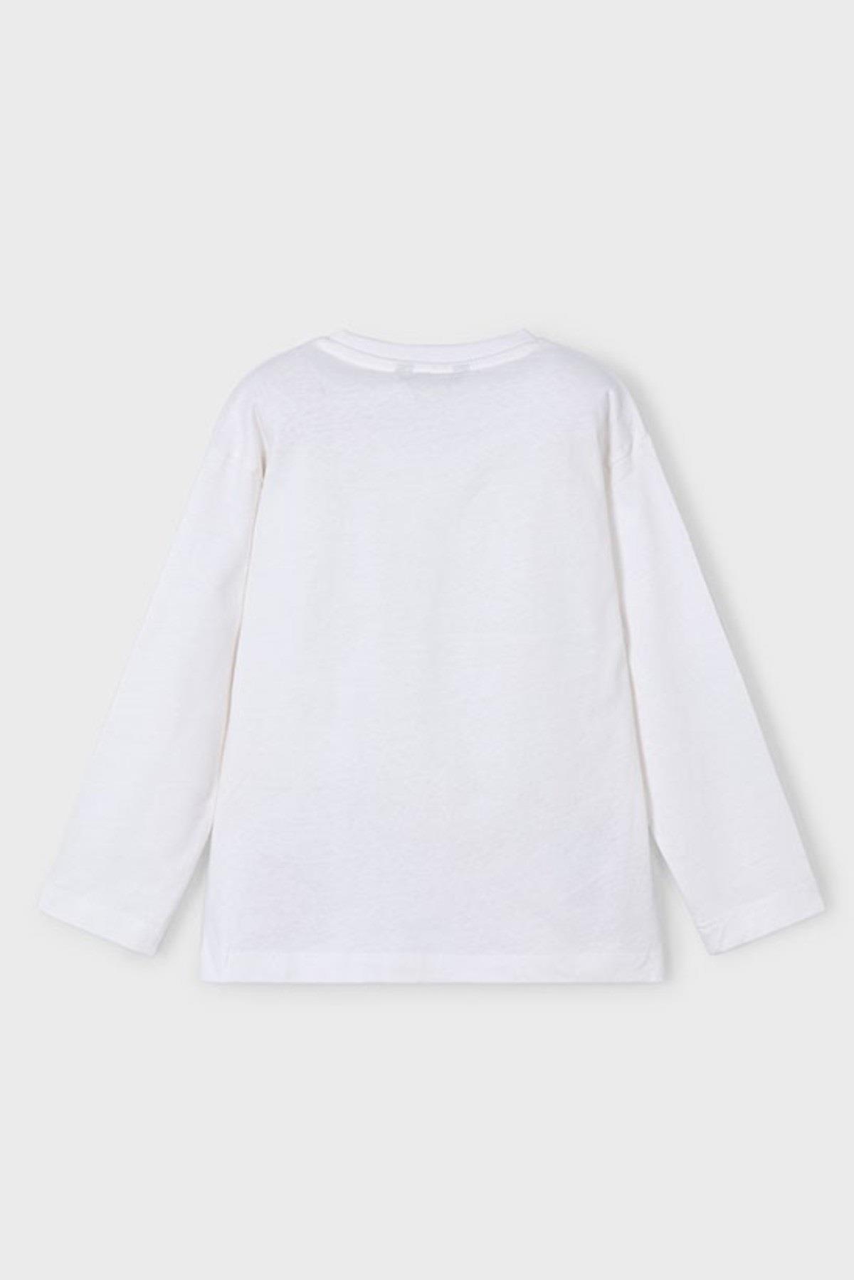 Mayoral Erkek Çocuk 3-9 Yaş Baskılı Uzun Kol T-shirt 3051 Ekru