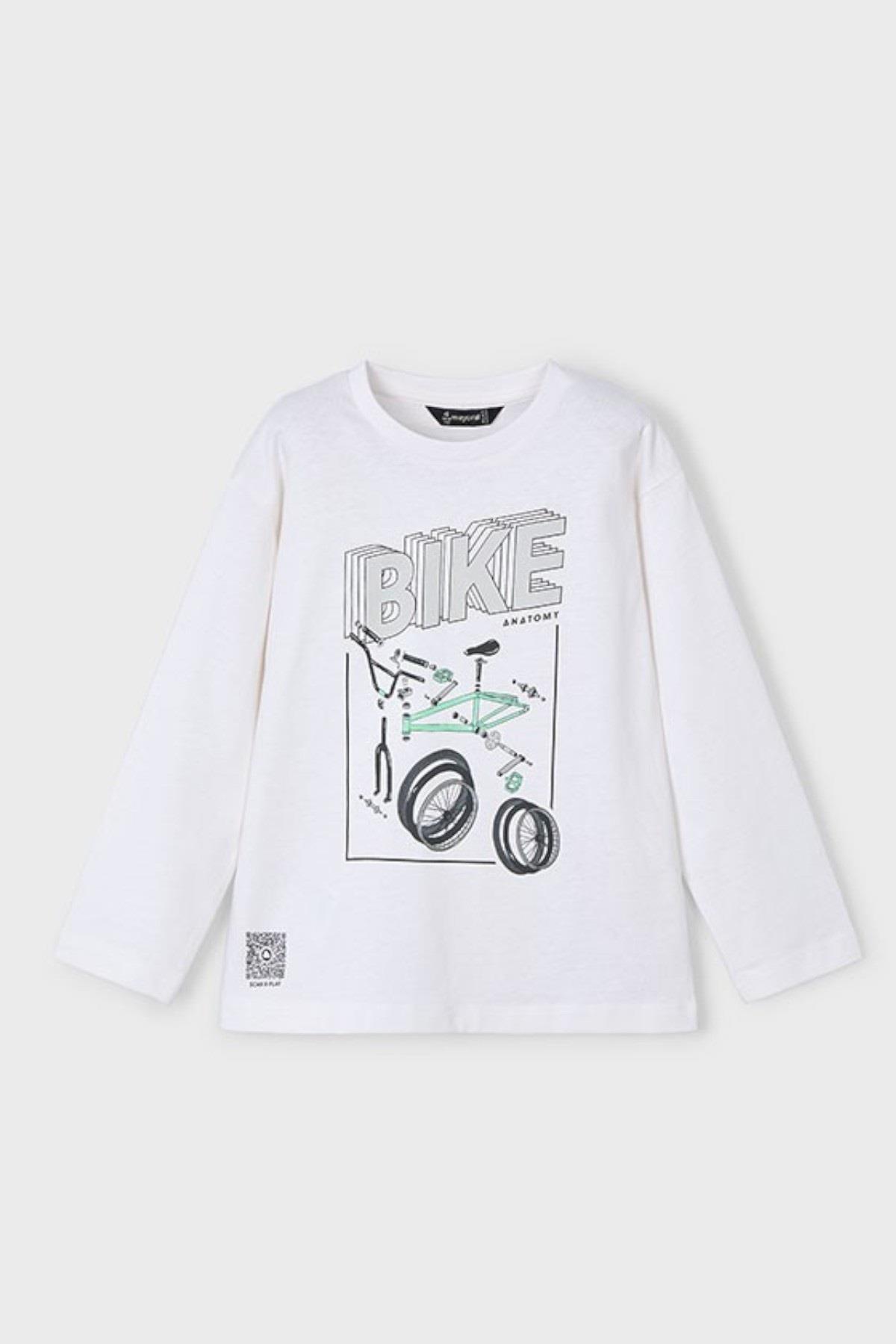 Mayoral Erkek Çocuk 3-9 Yaş Baskılı Uzun Kol T-shirt 3051 Ekru