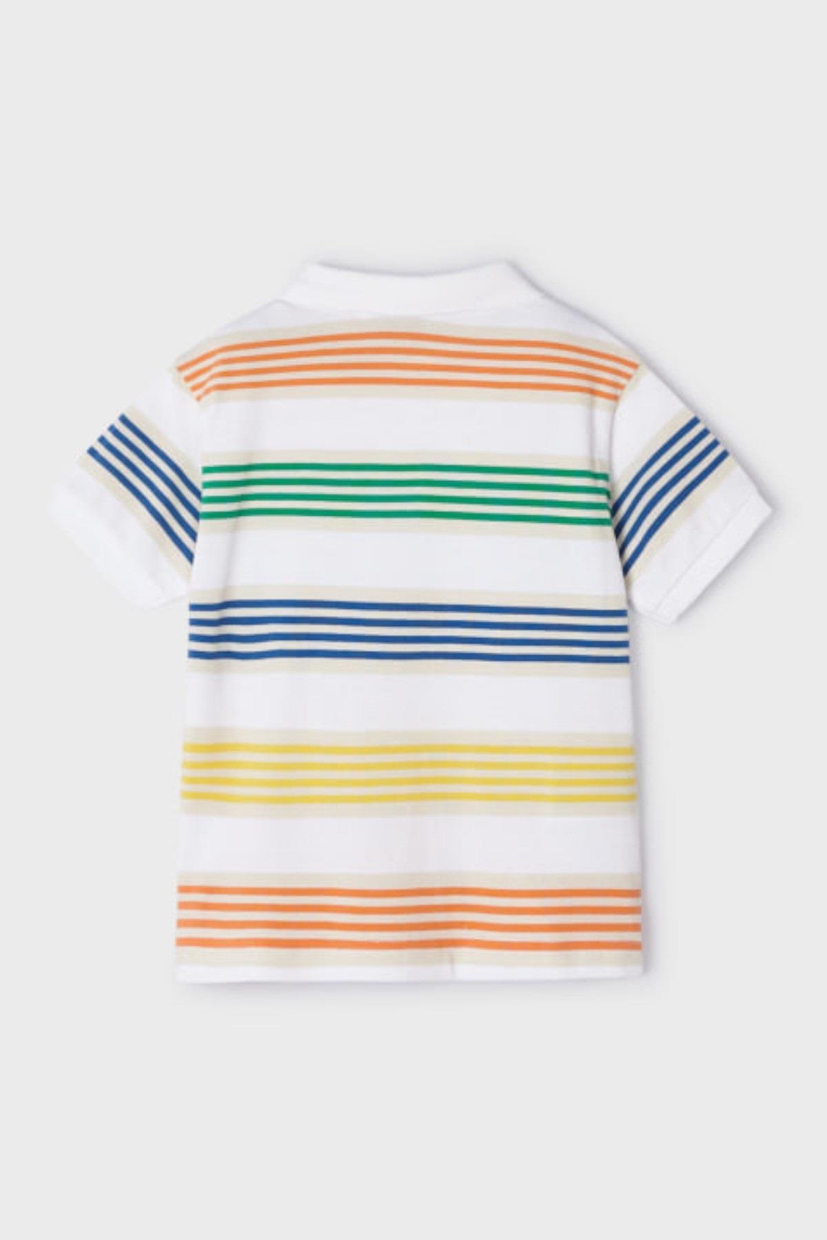 Mayoral Erkek Çocuk 3-9 Yaş Çizgili Kısa Kol Lakos T-shirt 3108 Beyaz